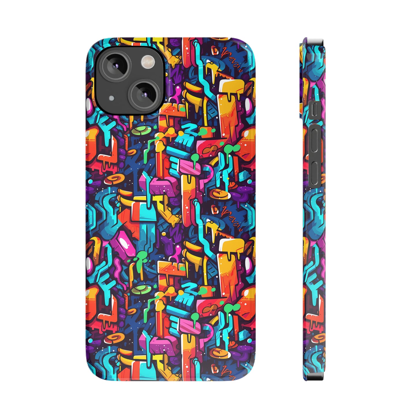 3D Abstract Colorful Street Graffiti Art Design Iphone 15-12 Slim Phone Case