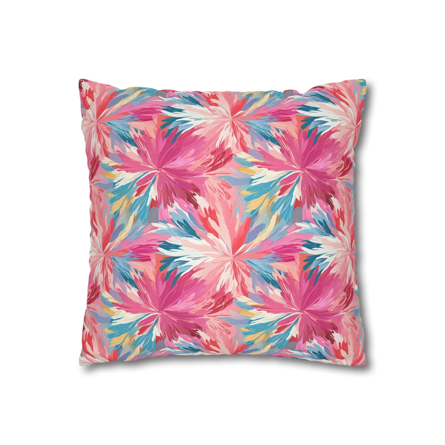 Whispering Sunset: Muted Pinks, Blues, and Gold Watercolor Flowers Spun Polyester Square Pillowcase 4 Sizes