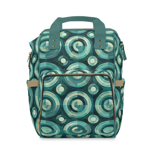 Oceanic Echoes of Layered Circles in Turquoise and Aqua Multifunctional Diaper Backpack