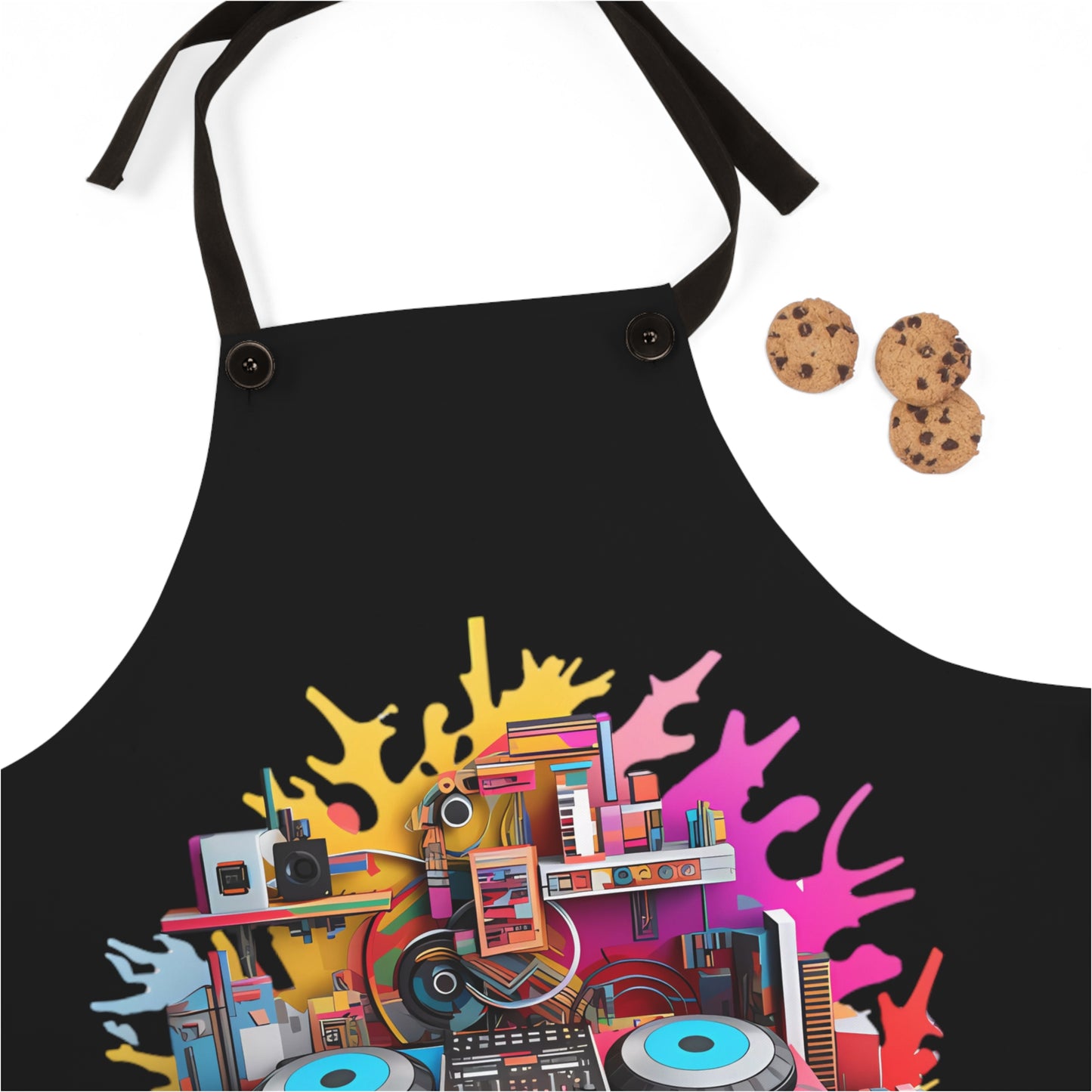 Vibrant Abstract Music DJ Booth Setup - Kitchen Chef Apron