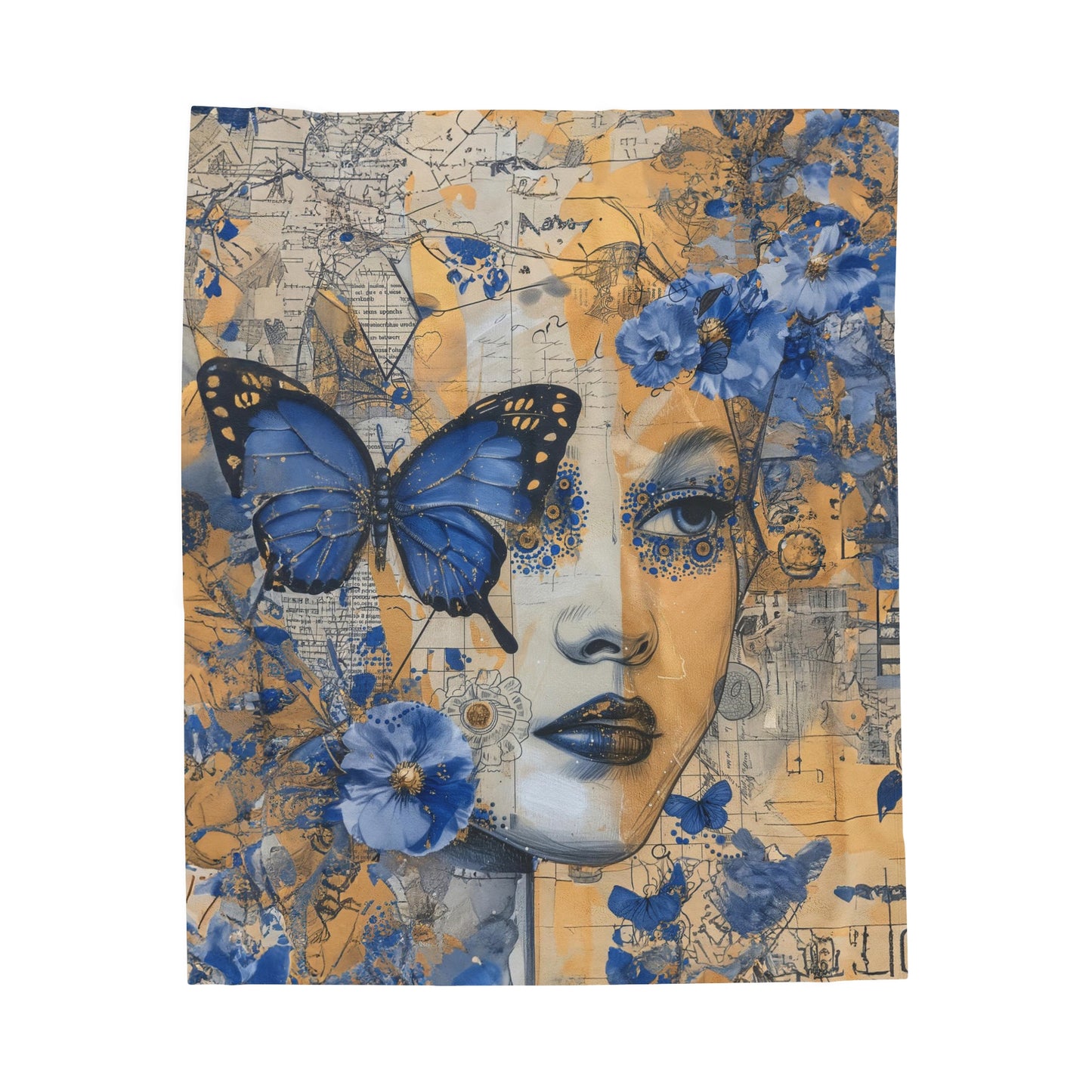 Rustic Urban Butterfly Reflection Velveteen Plush Blanket 3 Sizes