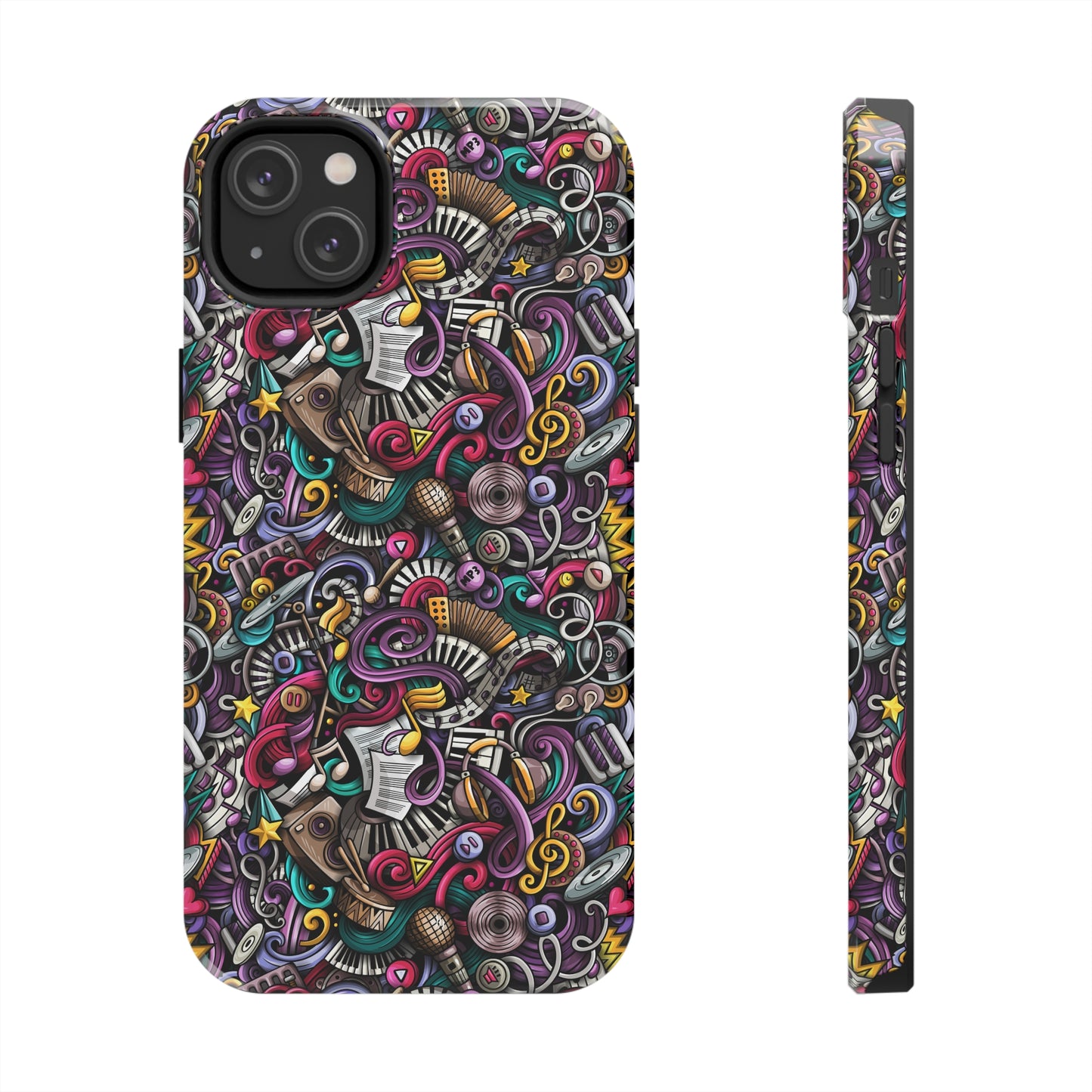 Musical Notes, Sheet Music, Swirls Cartoon Design Iphone Tough Phone Case