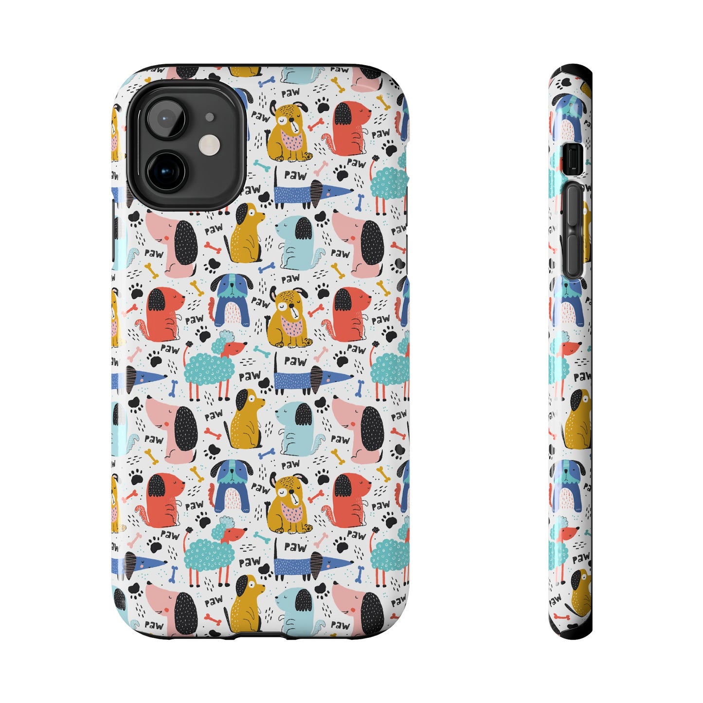 Playful Pups: Colorful Cartoon Dogs Iphone Tough Phone Case