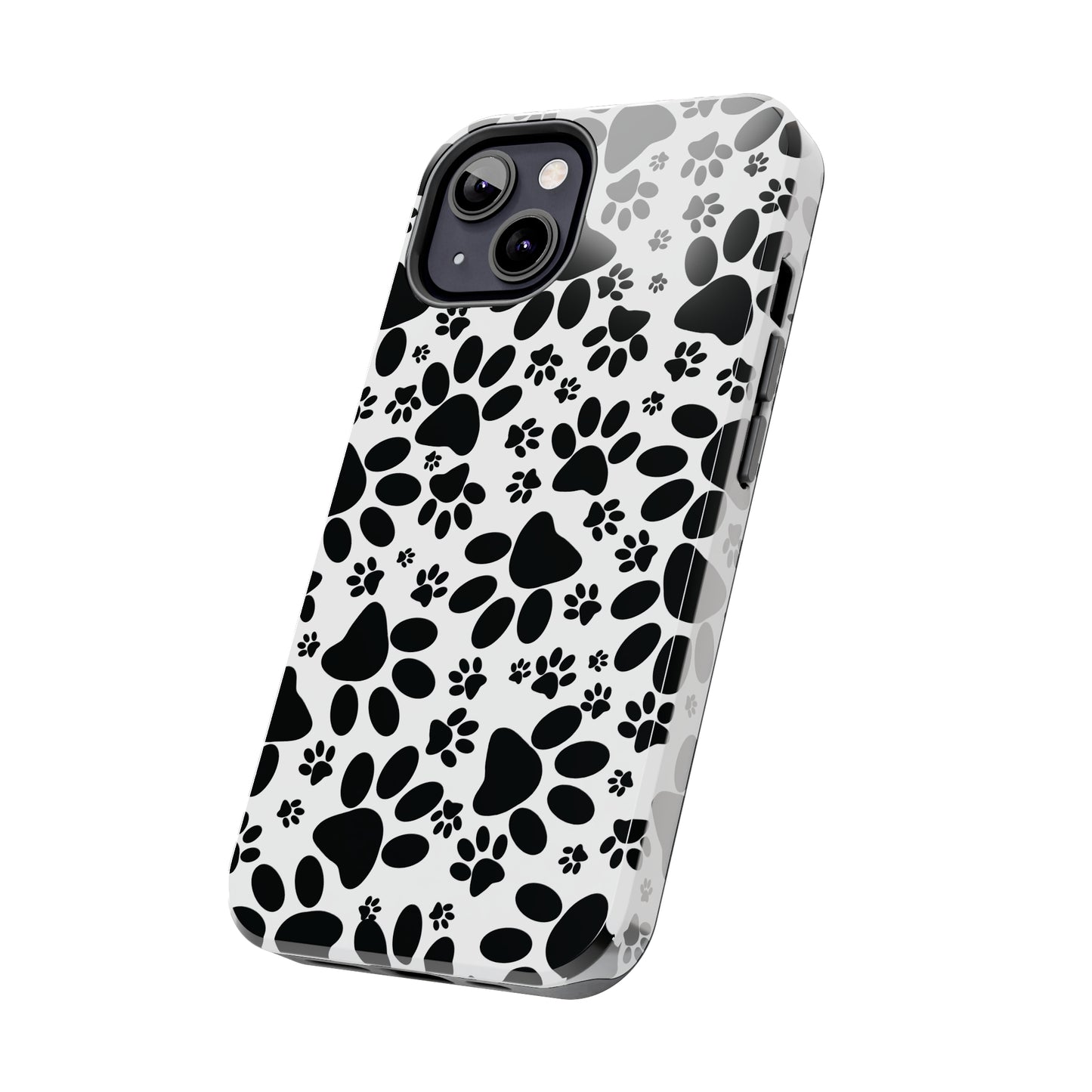 Stealthy Tracks: Black Animal Paw Prints Iphone Tough Phone Case