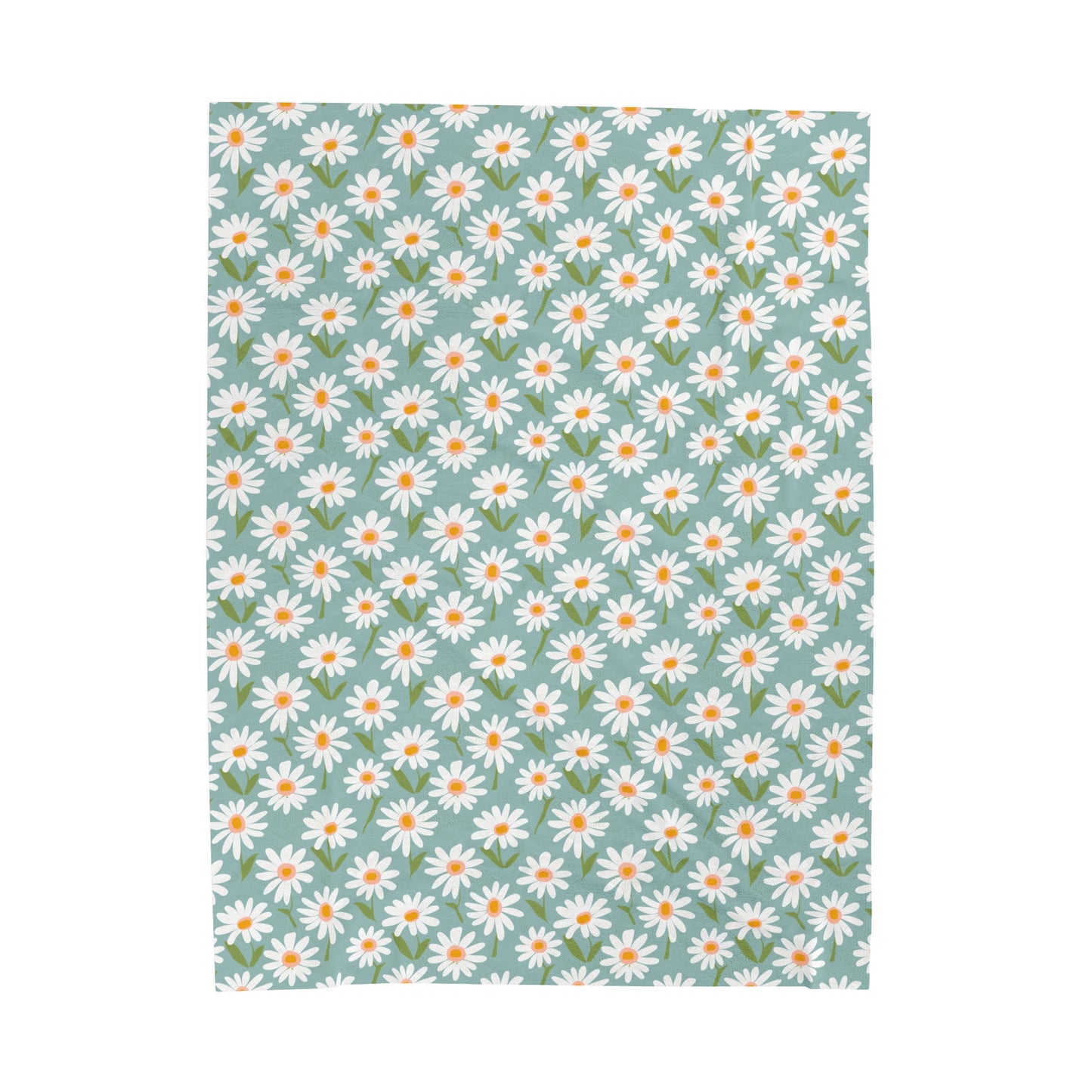 Cheerful Bright Daisy on Pastel Green Design Velveteen Plush Blanket 3 Sizes