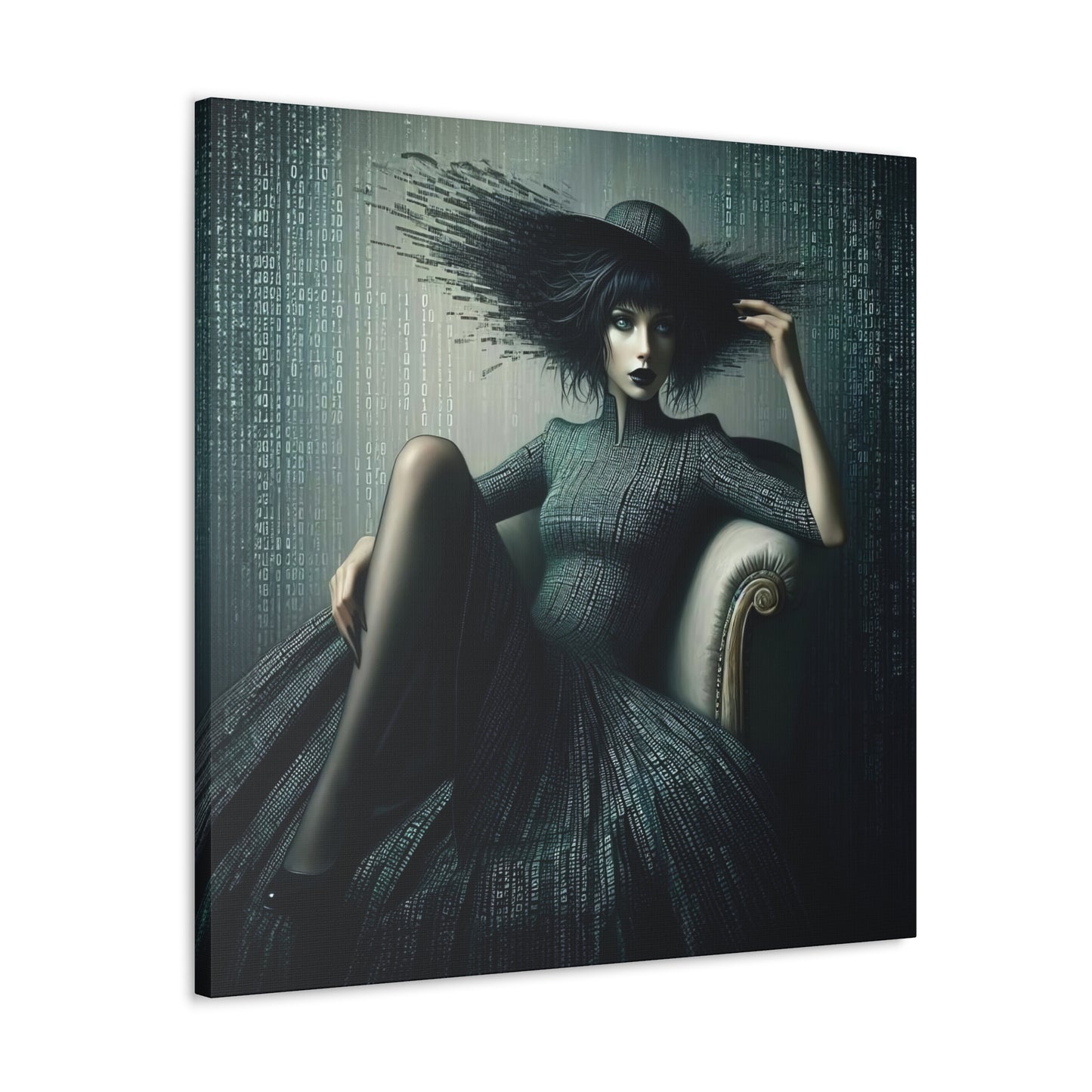 Matrix High Fashion Women Dressed in Matrix Dress and Hat Print on Canvas Gallery Wraps - 5 Sizes