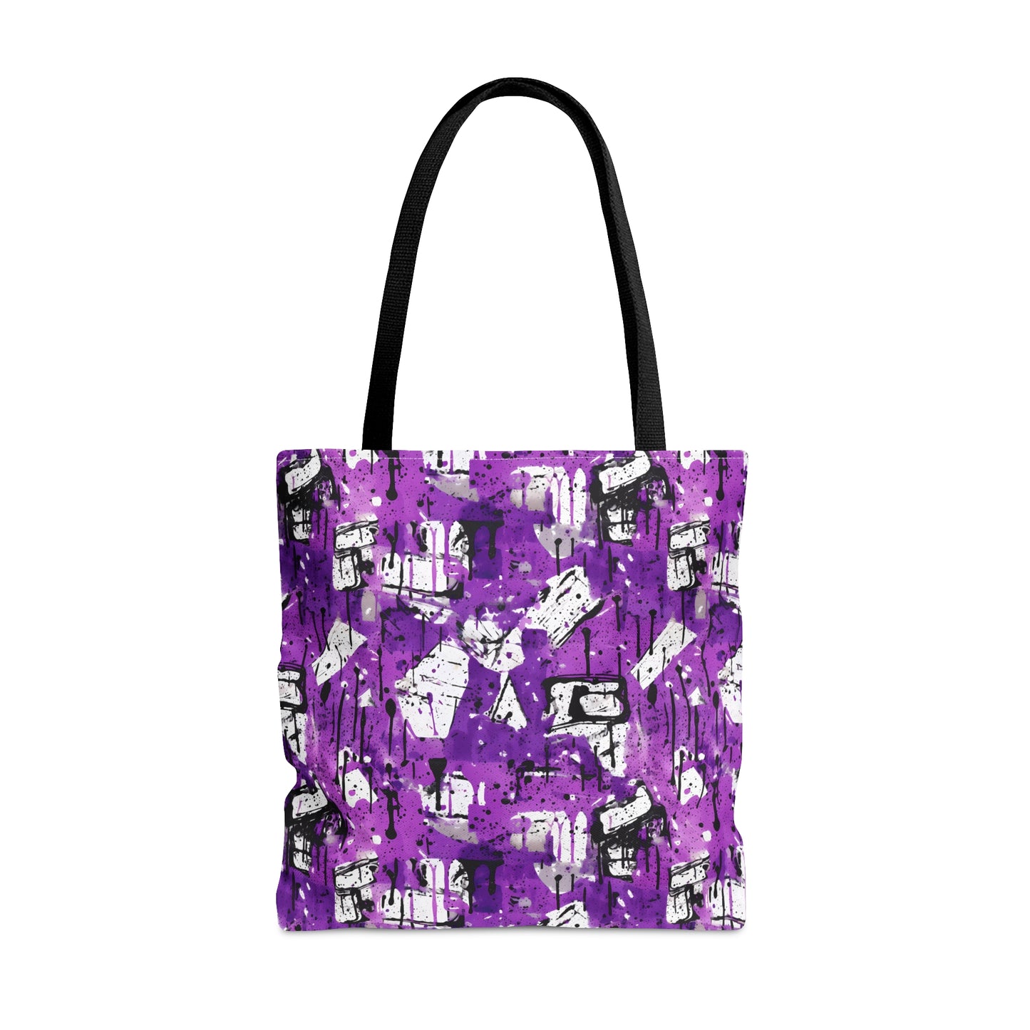 Purple & Black Graffiti Design - Canvas Tote 3 Sizes