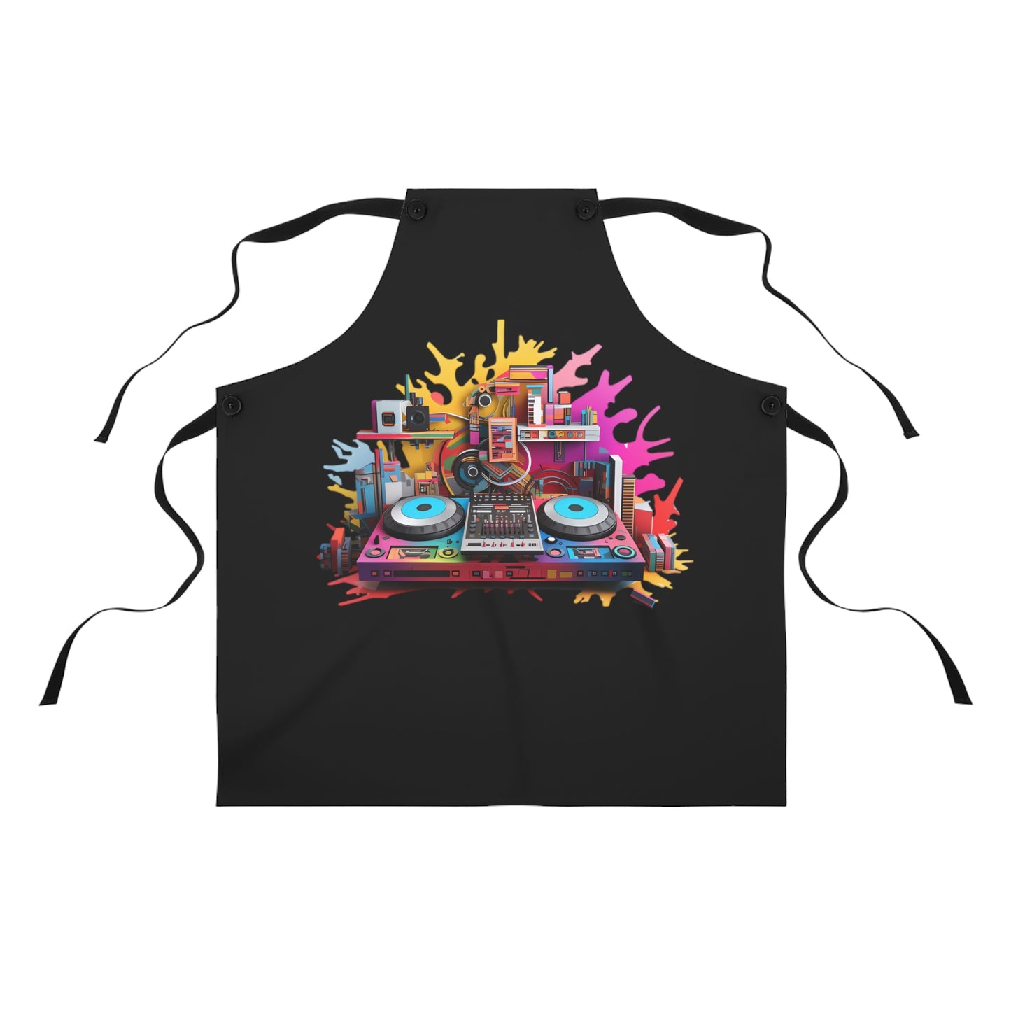 Vibrant Abstract Music DJ Booth Setup - Kitchen Chef Apron