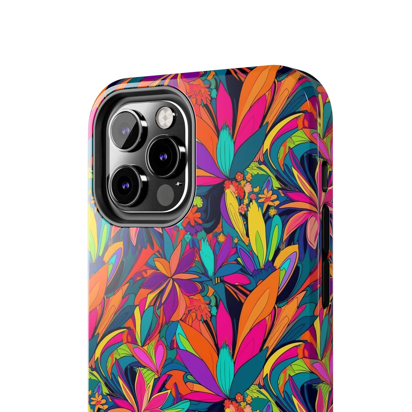 Tropical Neon Flowers Iphone Tough Phone Case