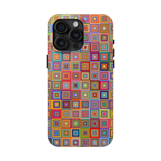 Rainbow Colored Squares Design Iphone Tough Phone Case