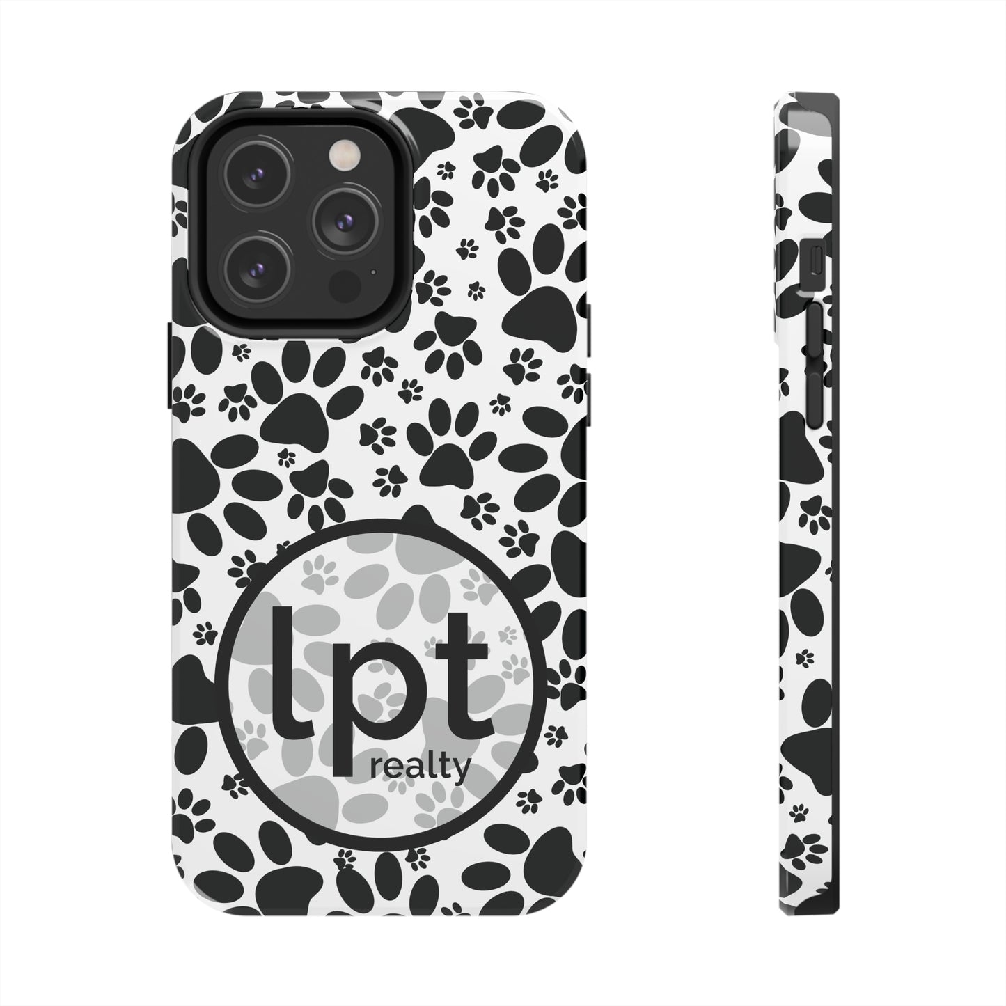 LPT Realty Logo -  Stealthy Tracks: Black Animal Paw Prints Iphone Tough Phone Case