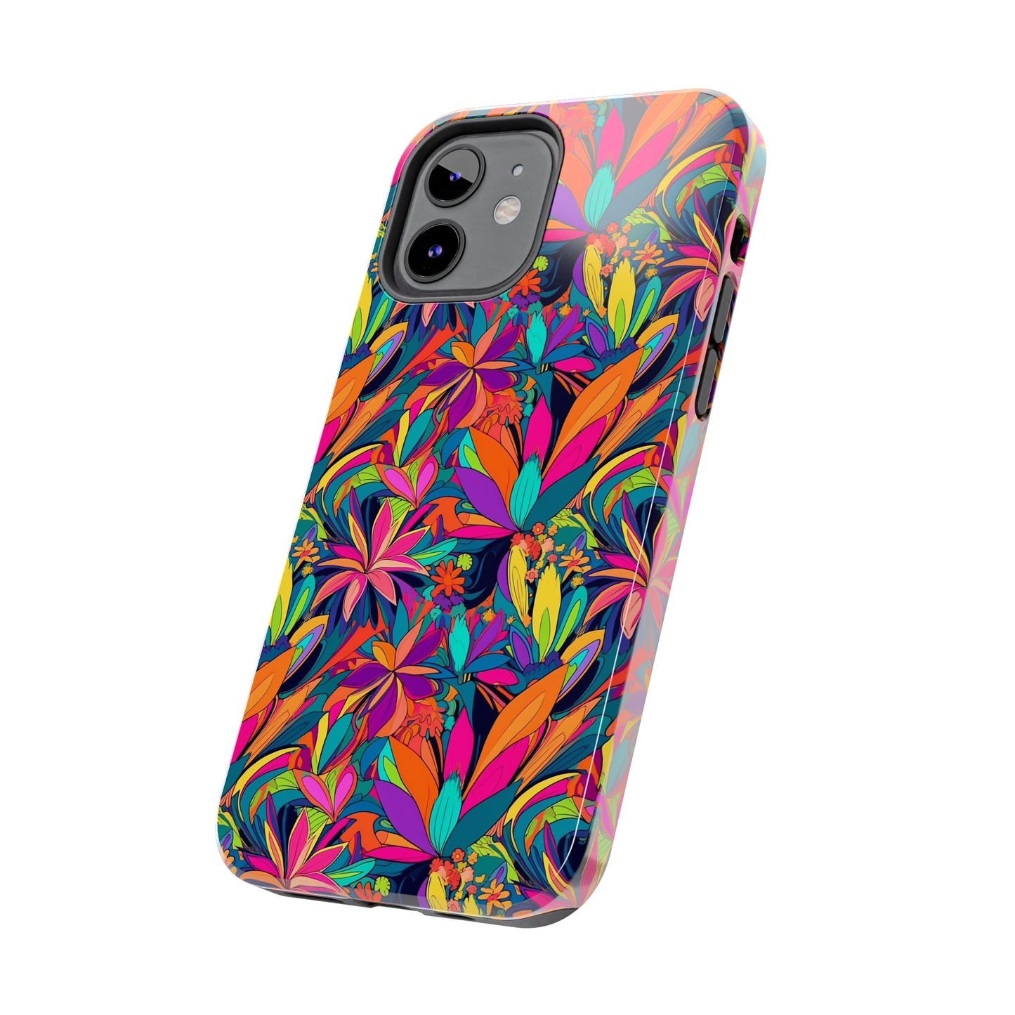 Tropical Neon Flowers Iphone Tough Phone Case