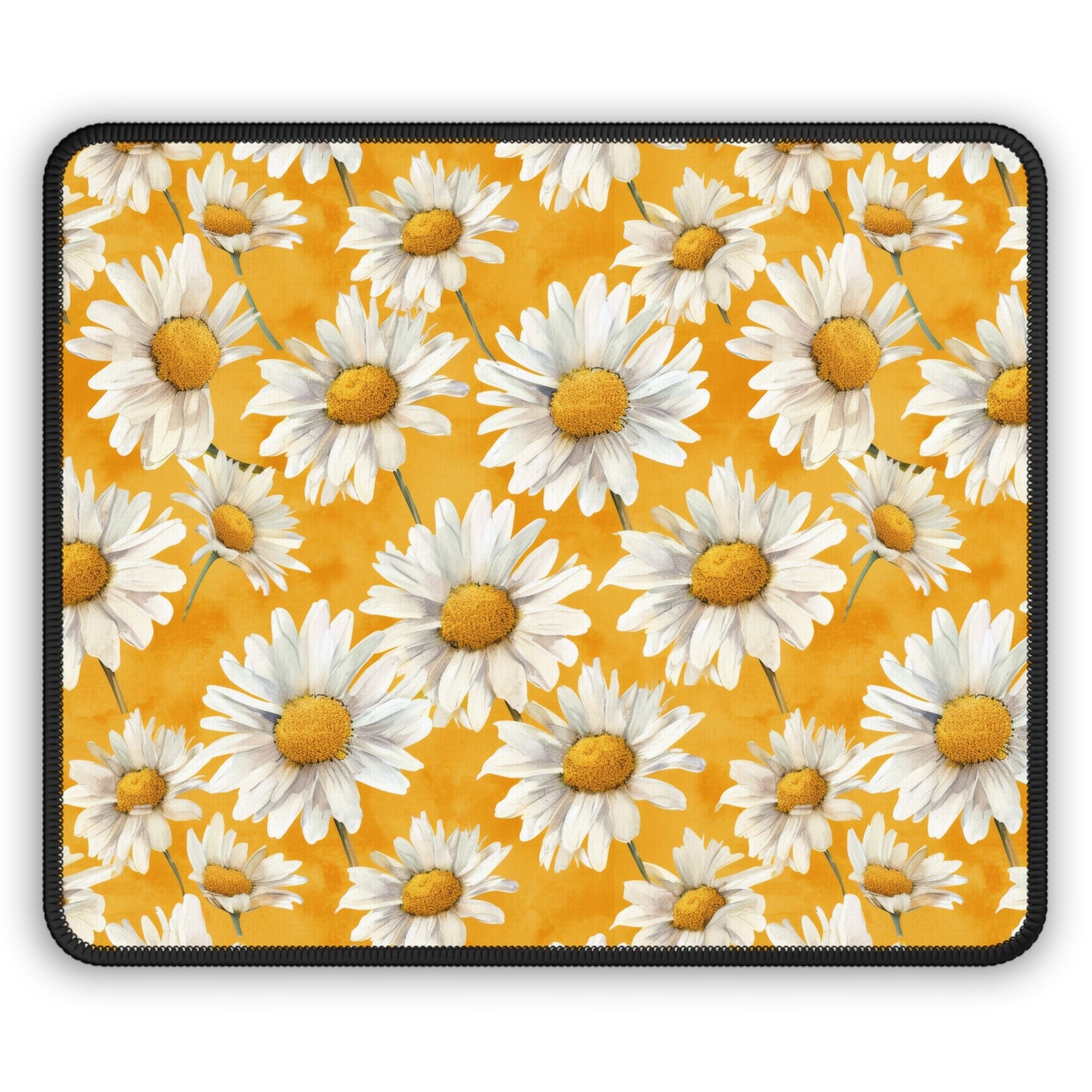 Golden Daisy Field with Vibrant Yellow Floral Design Gaming Mouse Pad with Finished Edges