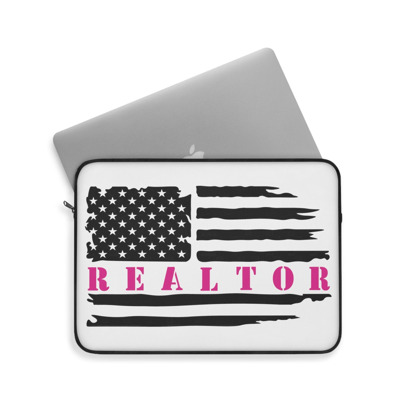 American Flag & Realtor Black & Pink Laptop or Ipad Protective Sleeve 3 Sizes