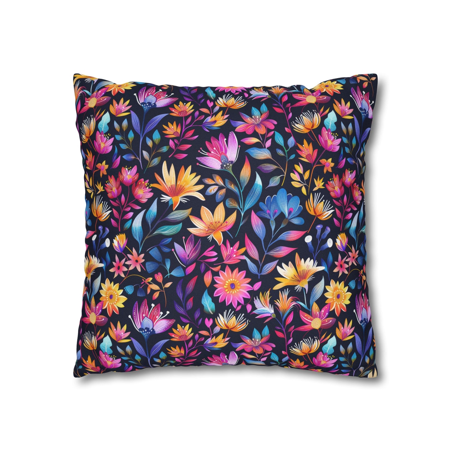 Enchanted Night Garden of Floral Bliss Spun Polyester Square Pillowcase 4 Sizes