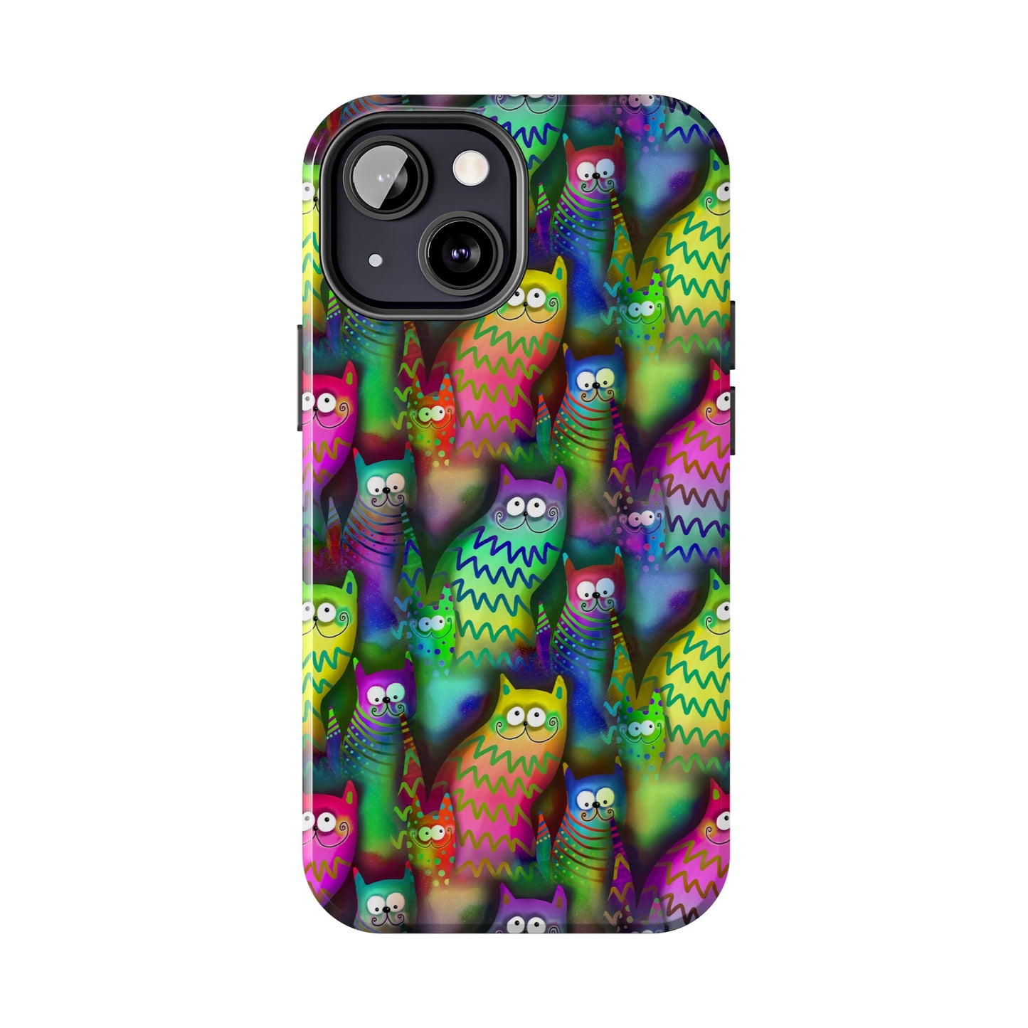 Neon Rainbow Cartoon Cats Iphone Tough Phone Case