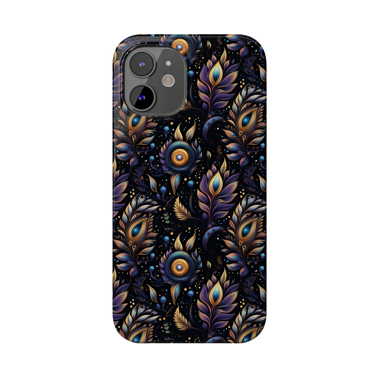 Mystical Enchanted Leaves and Celestial Stars Iphone 15-12 Slim Phone Case