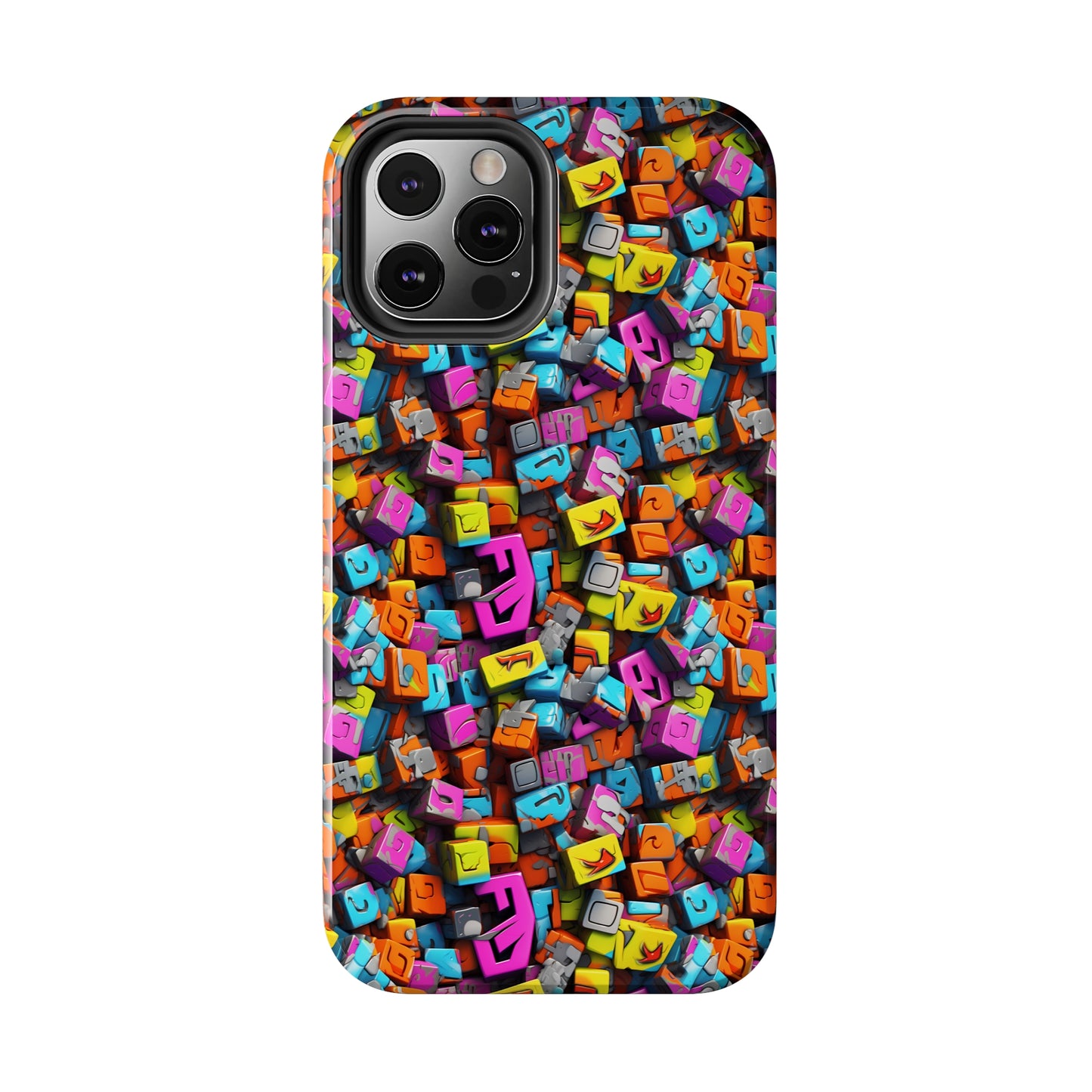 3D Abstract Colorful Block Design Iphone Tough Phone Case