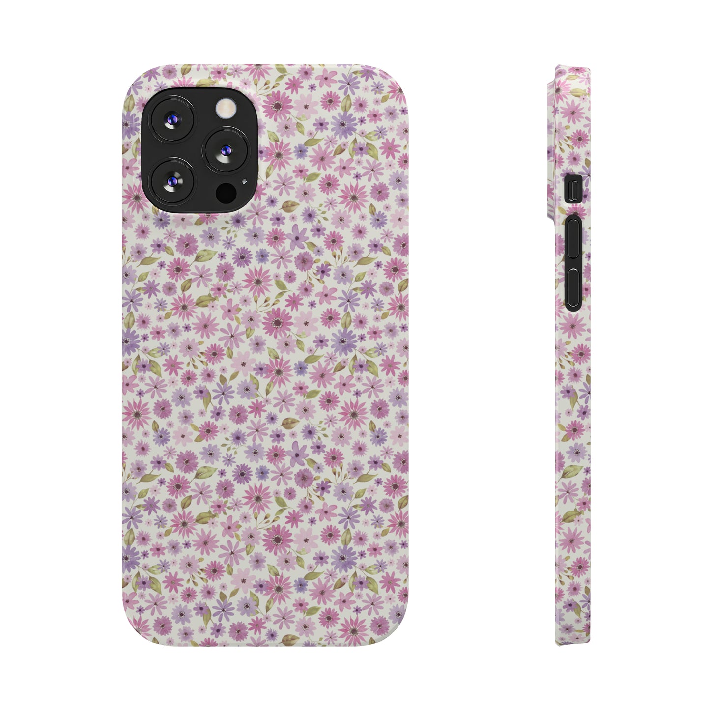 Pink and Purple Flower Design Iphone 15-12 Slim Phone Case