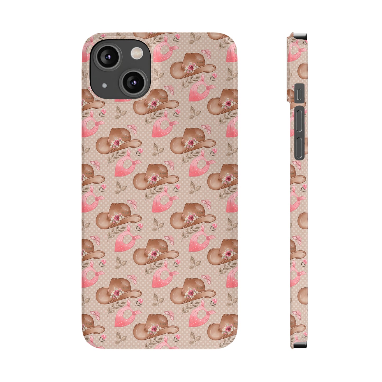 Western Cowgirl Hat with Flowers Iphone 15-12 Slim Phone Case