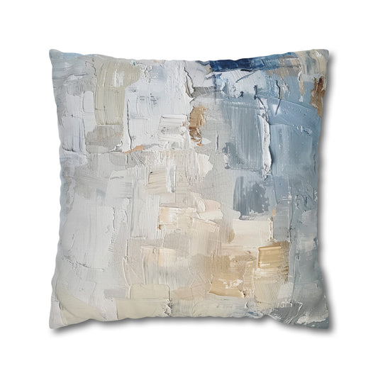 Bold Contrasts Abstract Tan and Blue Color Blocking with Heavy Strokes Spun Polyester Square Pillowcase 4 Sizes