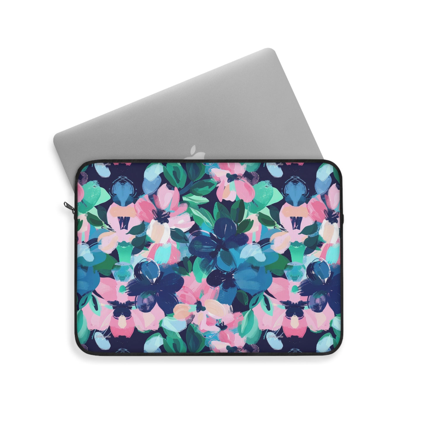 Tranquil Blooms: Muted Blue, Pink, and Green Watercolor Flowers Laptop or Ipad Protective Sleeve 3 Sizes Available