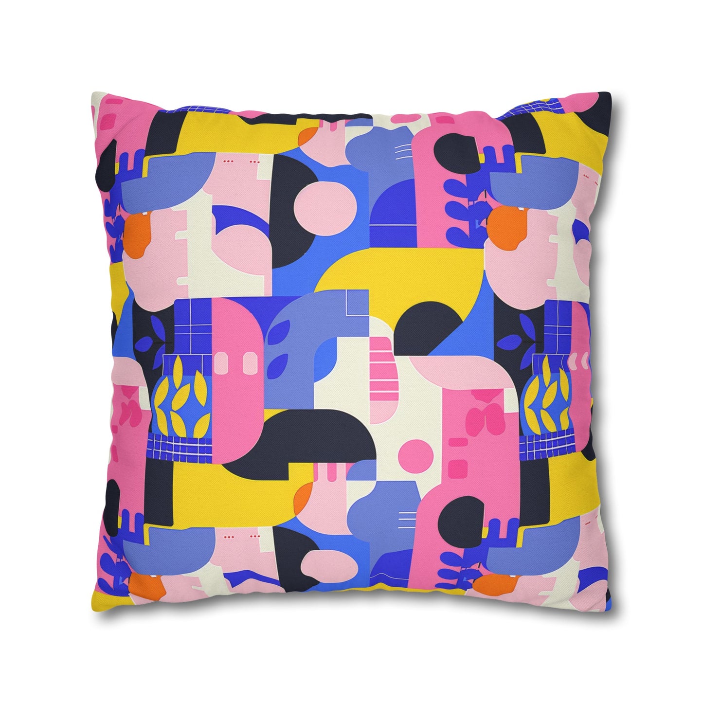 Pop Art in Vibrant Bold Geometric Colors Spun Polyester Square Pillowcase 4 Sizes