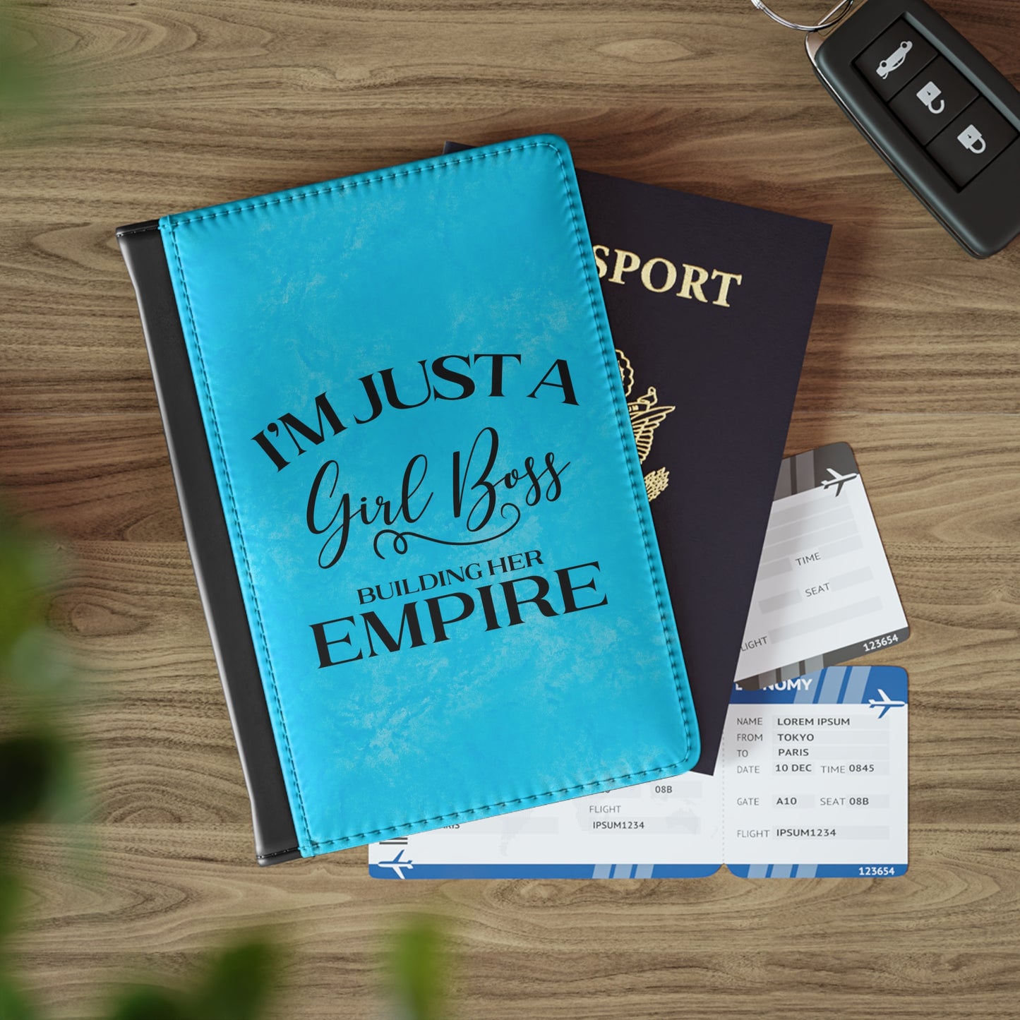 I'm Just A Girl Boss Building Her Empire Black & Blue - Passport Cover Faux Leather RFID Blocking