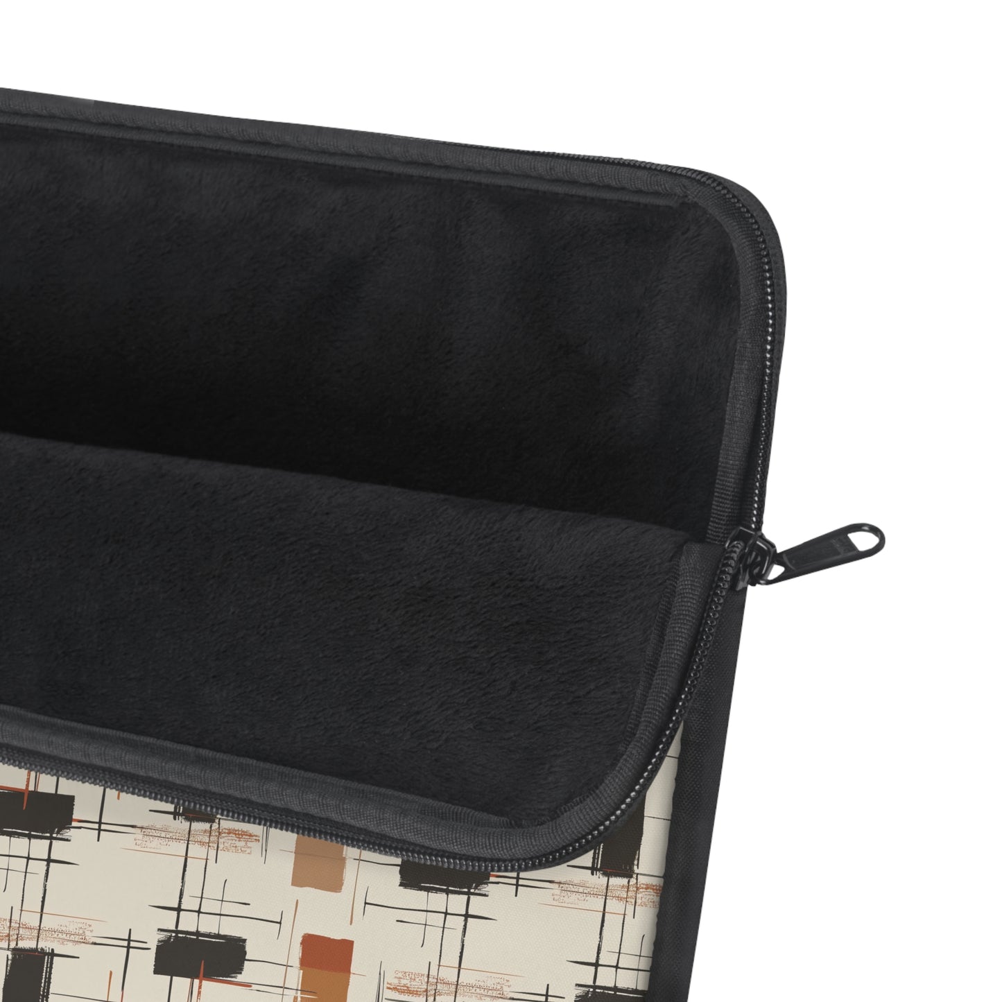 Modern Artistry in Bold and Minimalistic Pattern in a Palette of Black, Dark Orange, and Beige Laptop or Ipad Protective Sleeve 3 Sizes Available