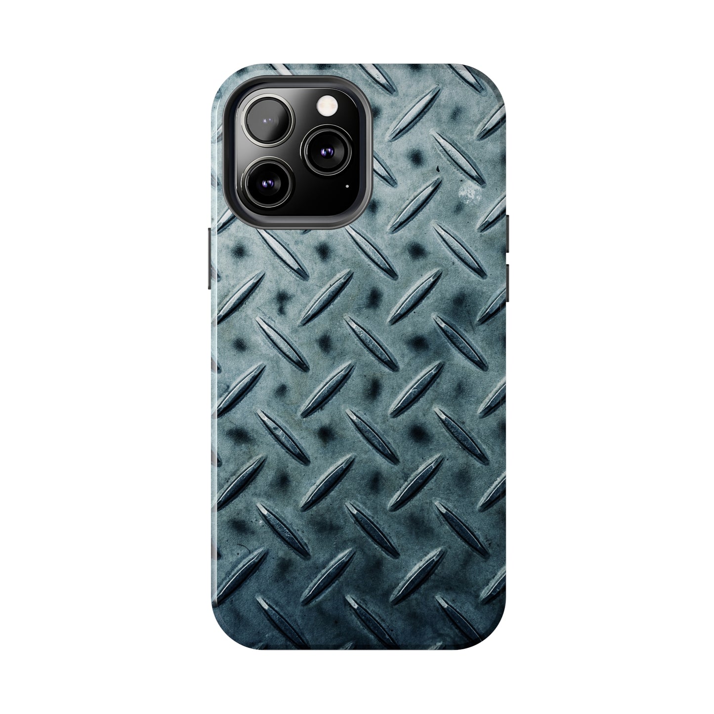 Blue Steel Diamond Plate Design Iphone Tough Phone Case