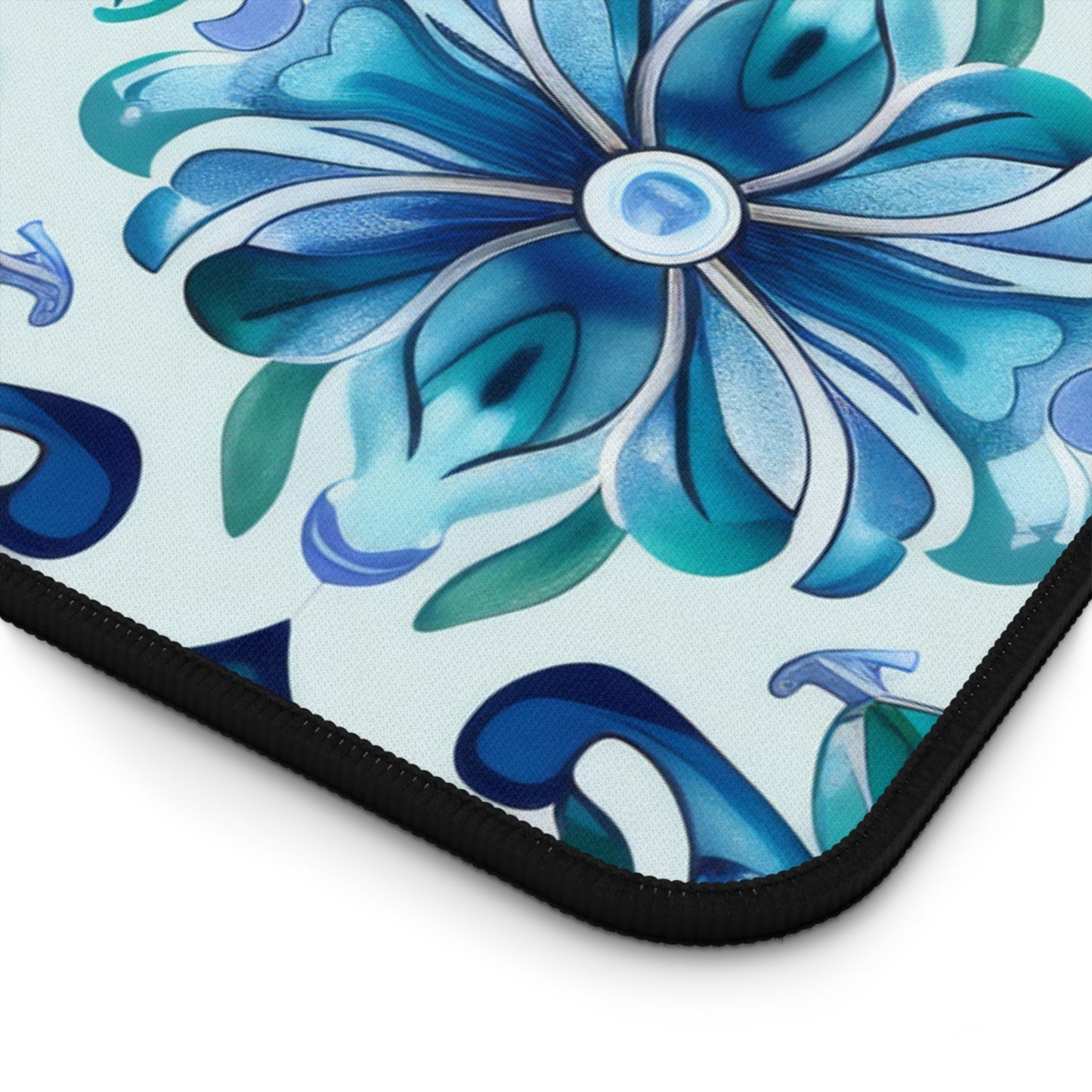 Majestic Florals in A Lush Array of Teal and Blue Blossoms Gaming Mouse Pad  Desk Mat  - 3 Sizes