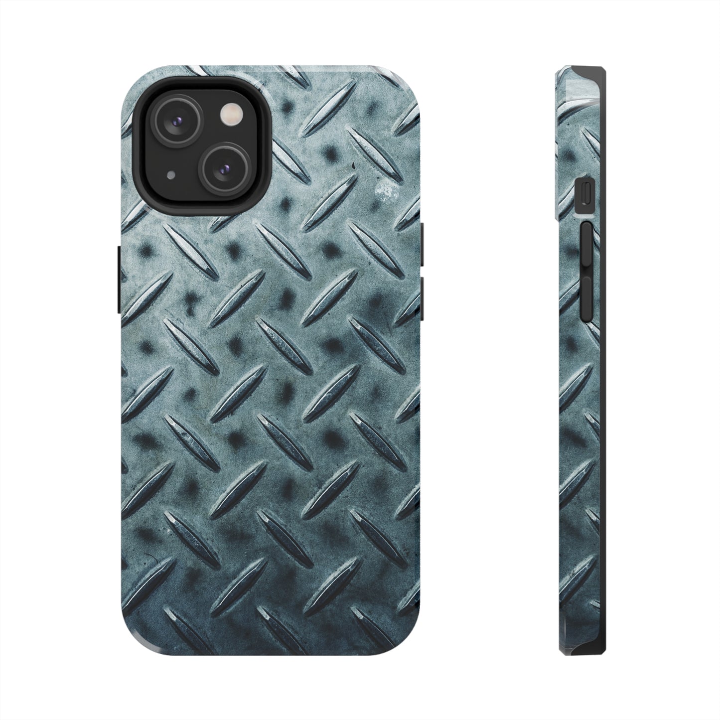 Blue Steel Diamond Plate Design Iphone Tough Phone Case