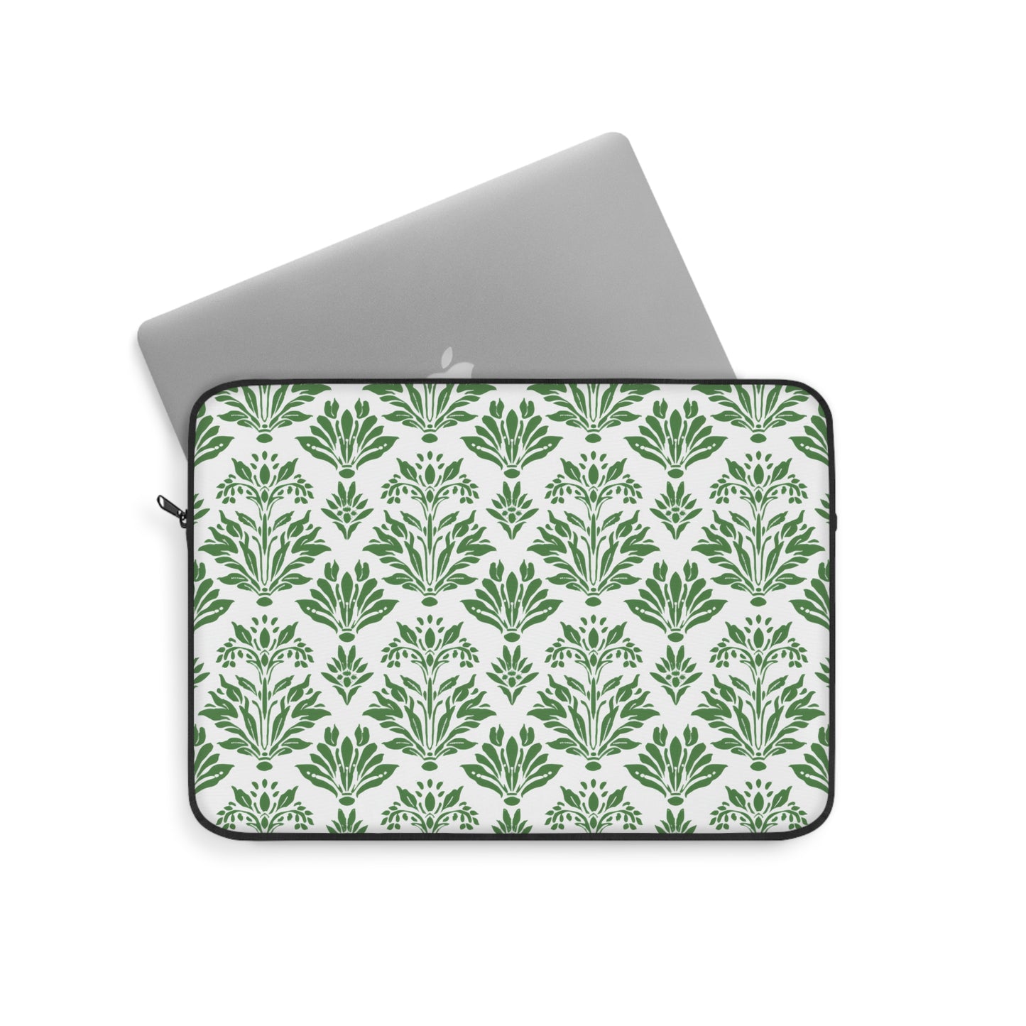 Green Floral Indian Block Print Pattern Laptop or Ipad Protective Sleeve 3 Sizes Available