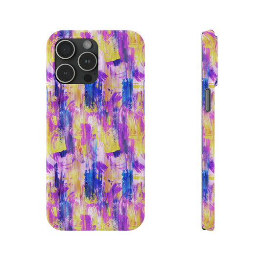 Pink & Yellow Spring Painted Abstract Iphone 15-12 Slim Phone Case