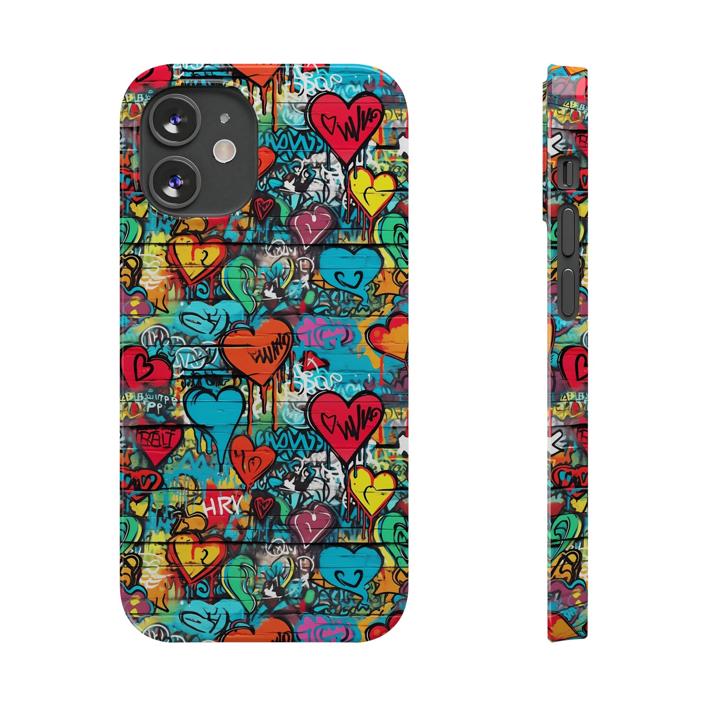 Street Art Graffiti Hearts Design Iphone 15-12 Slim Phone Case