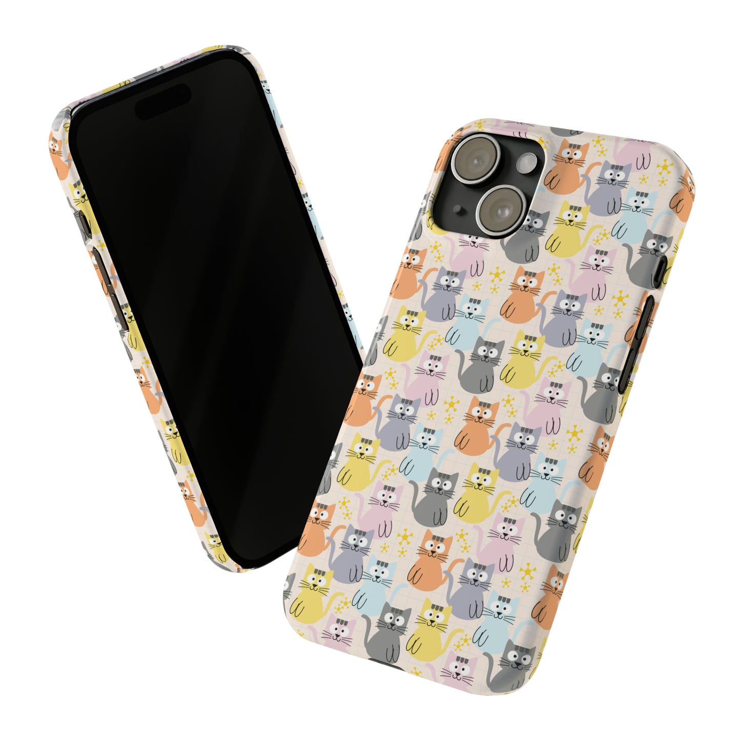 Adorable Cartoon Kitties: Pastel-Colored and Overflowing with Cuteness Iphone 15-12 Slim Phone Case