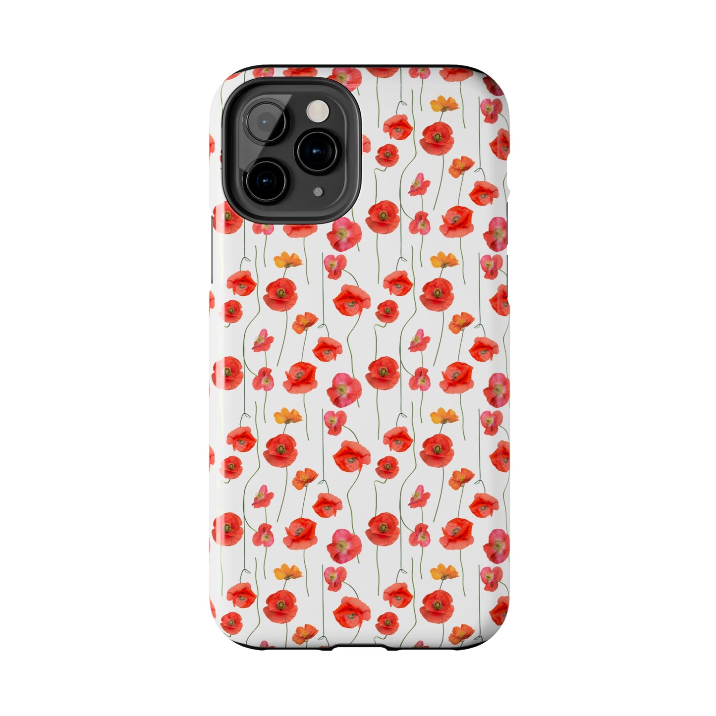 Vivid Elegance: Bright Red Poppies on a White Background Iphone Tough Phone Case