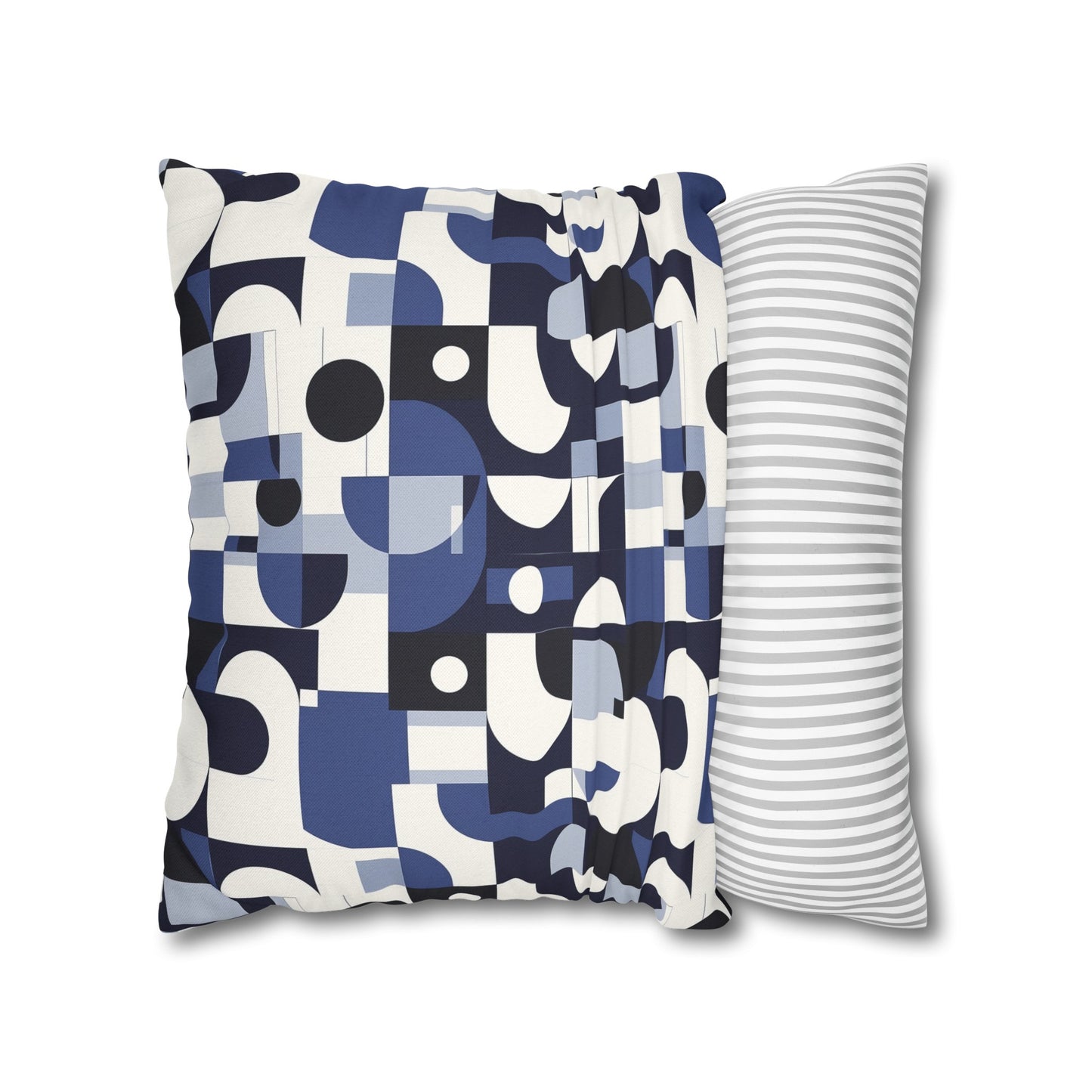 Navy Blue and White Mid-Century Modern Design Spun Polyester Square Pillowcase 4 Sizes