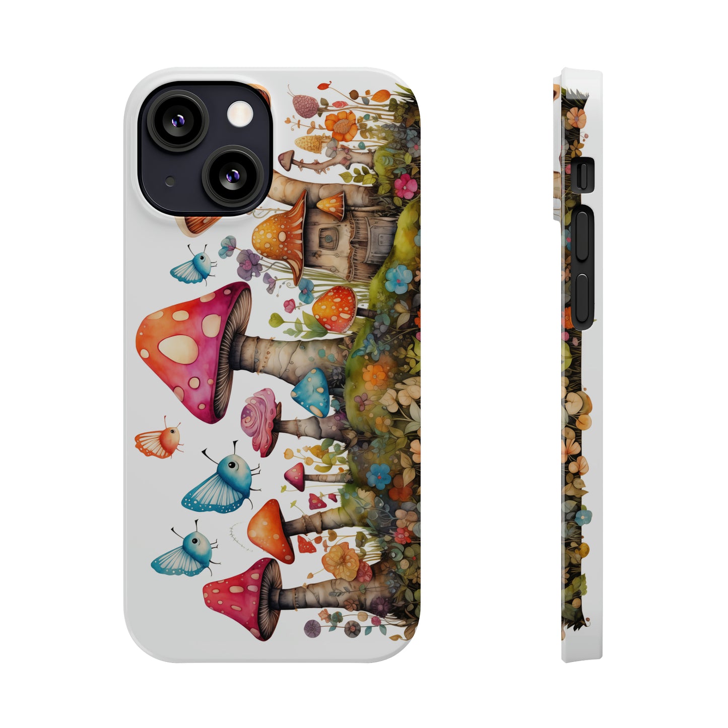 Enchanting Mushroom Cottage Adorned with Butterflies and Toadstools Iphone 15-12 Slim Phone Case