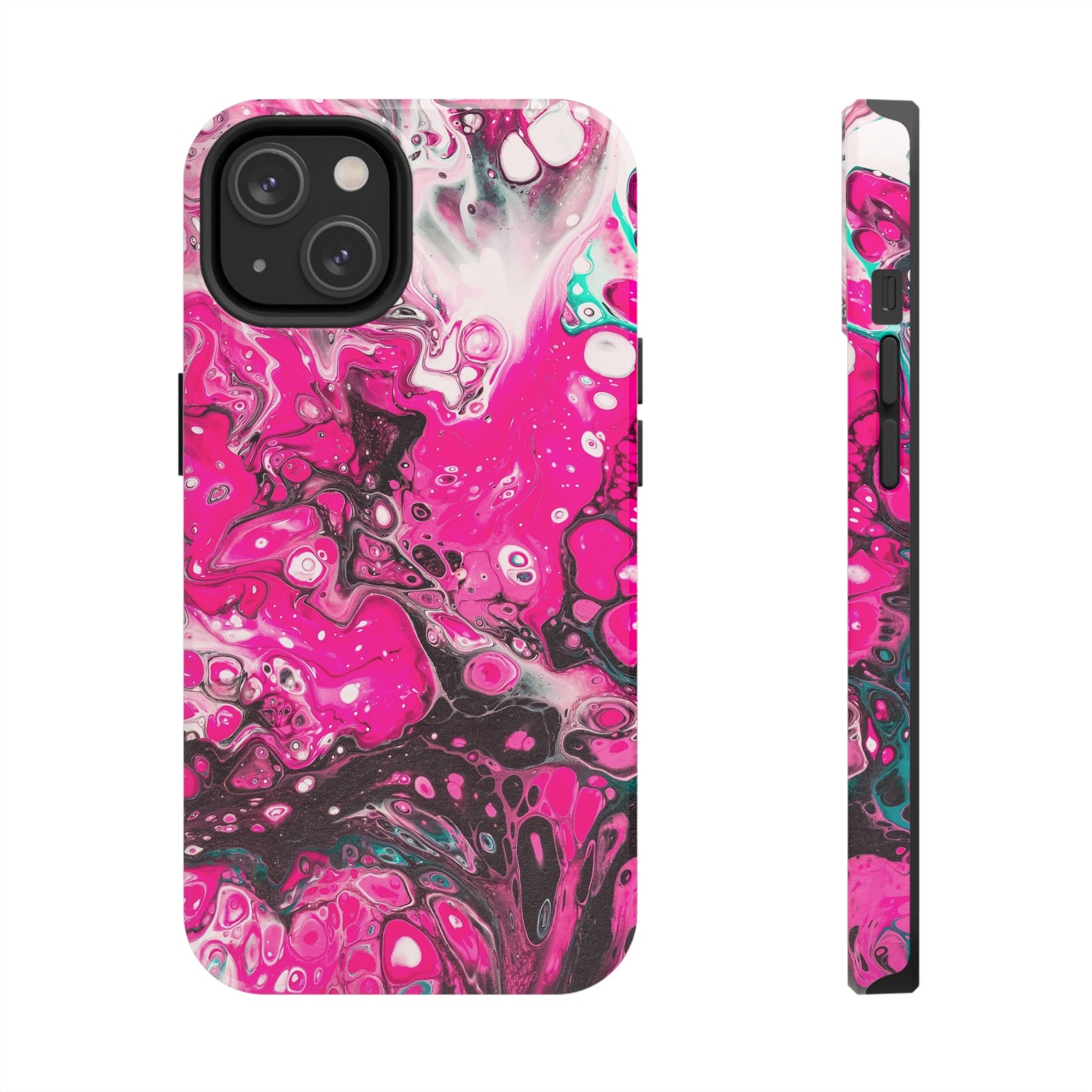 Pink, Black and White Alcohol Ink Design Iphone Tough Phone Case