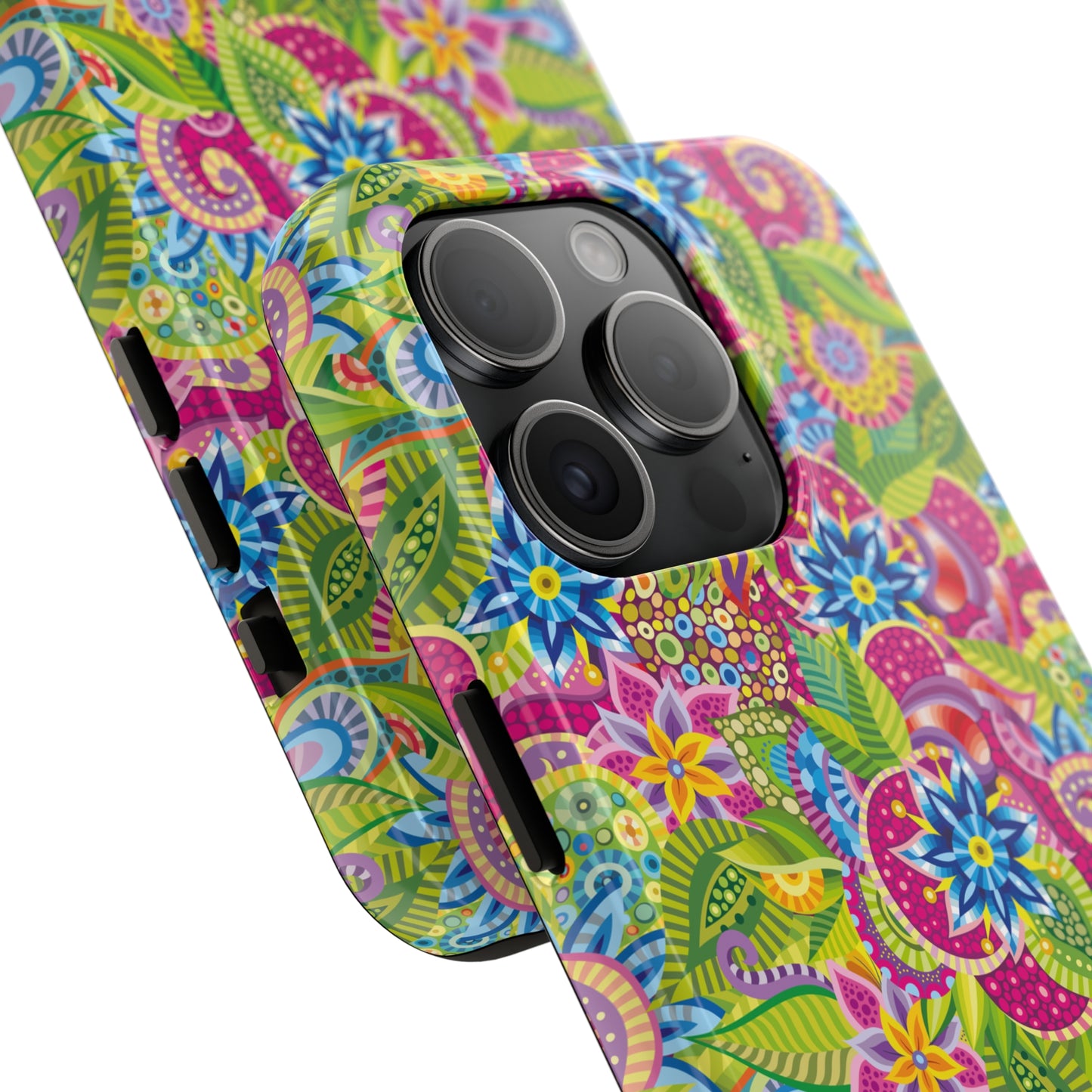 Vibrant Array of Abstract Flowers and Paisley in Rainbow Hues Iphone Tough Phone Case