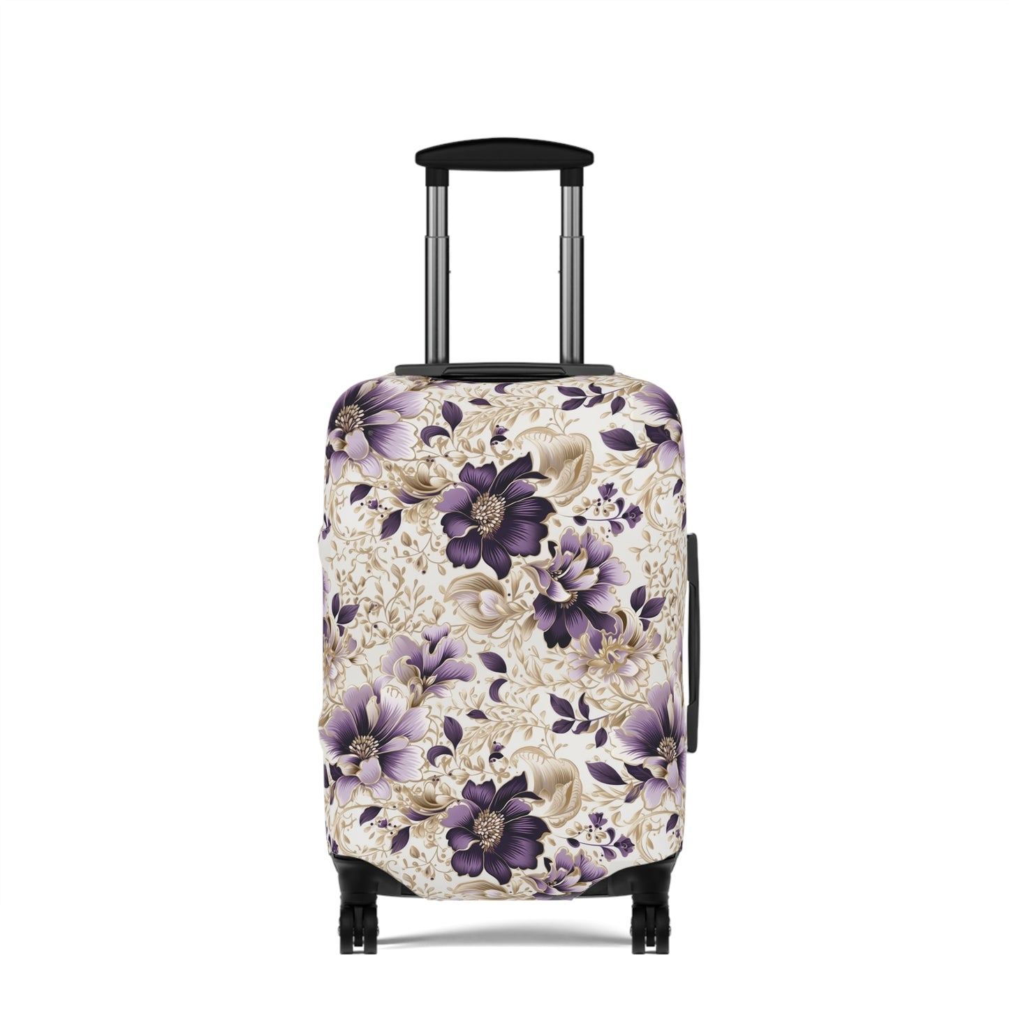 Purple Majesty: Watercolor Floral Design with Gold Foliage Accents  - Luggage Protector and Cover 3 Sizes