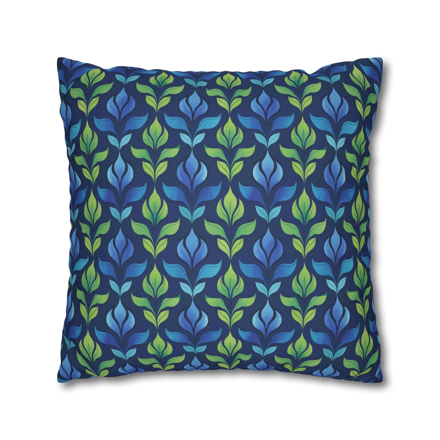 Vintage Blue and Green Botanical Spun Polyester Square Pillowcase 4 Sizes