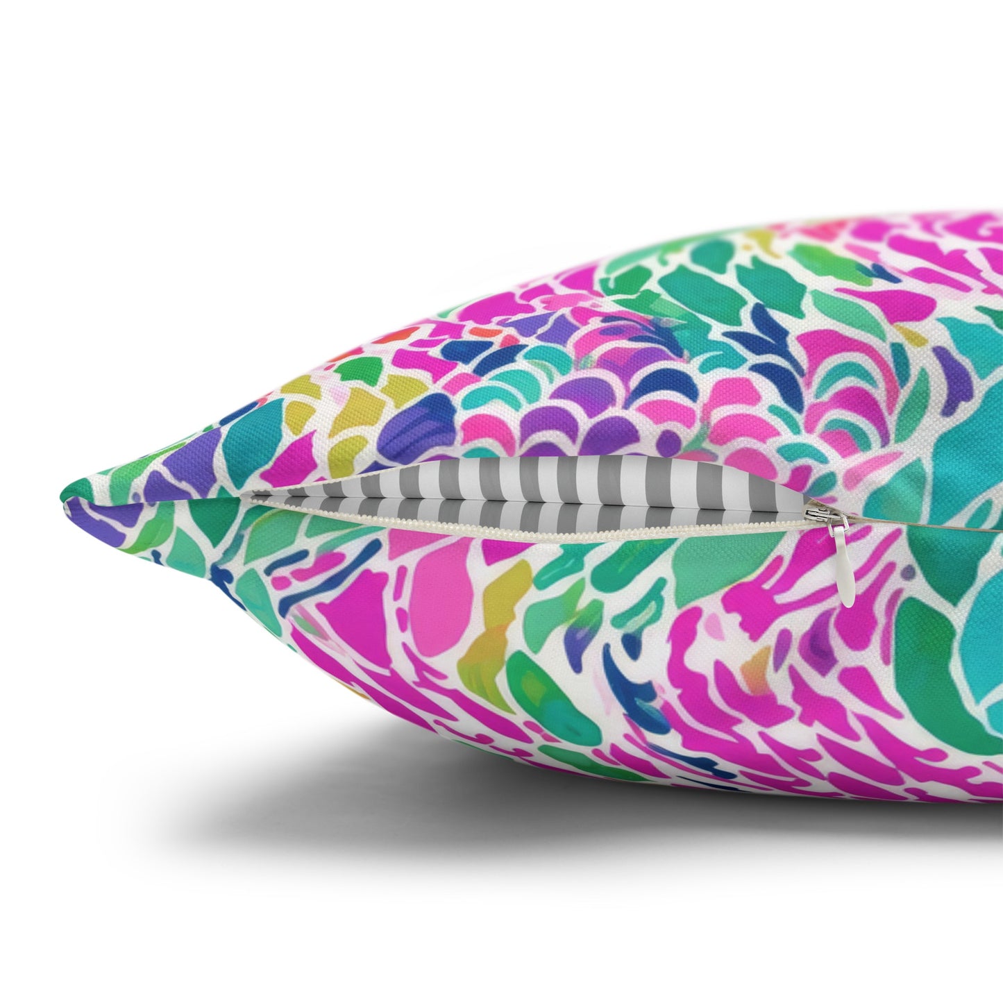 Enchanted Waves: Rainbow Mermaid Dancing in the Sea Spun Polyester Square Pillowcase 4 Sizes