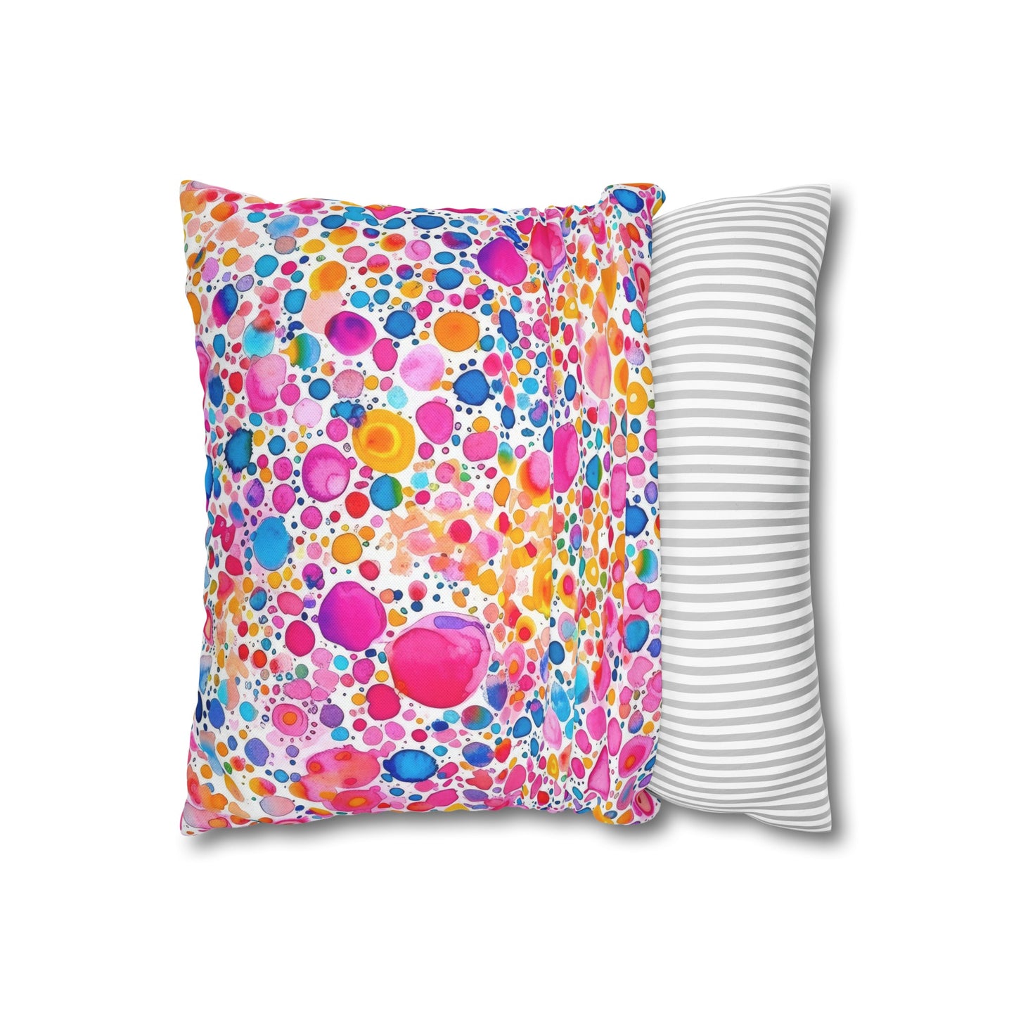 Prismatic Splatter: Rainbow Watercolor Explosion Spun Polyester Square Pillowcase 4 Sizes