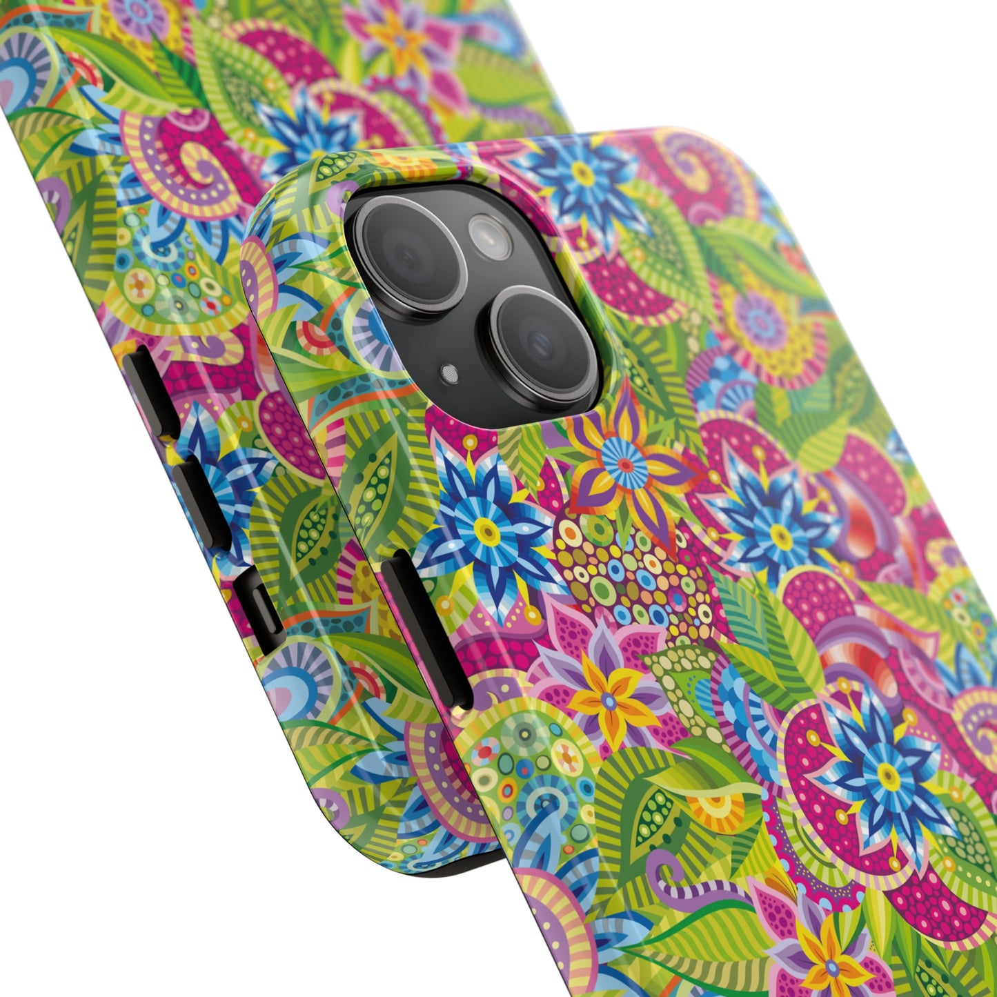 Vibrant Array of Abstract Flowers and Paisley in Rainbow Hues Iphone Tough Phone Case