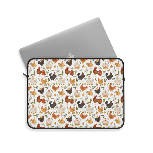 Quirky Farm Flock: Crazy Chickens on the Loose! - Laptop or Ipad Protective Sleeve 3 Sizes