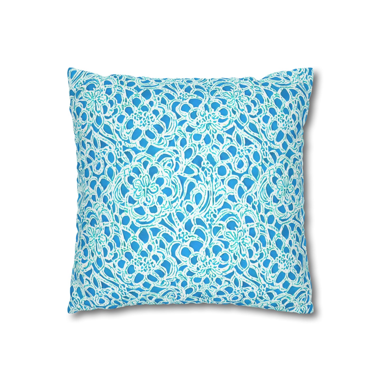 Luminous Swirls: Abstract Watercolor Floral Patterns in Lime Green and Blue Spun Polyester Square Pillowcase 4 Sizes