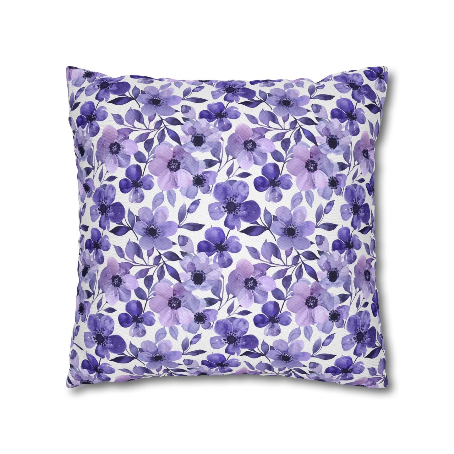 Elegant Purple Watercolor Blossoms Spun Polyester Square Pillowcase 4 Sizes