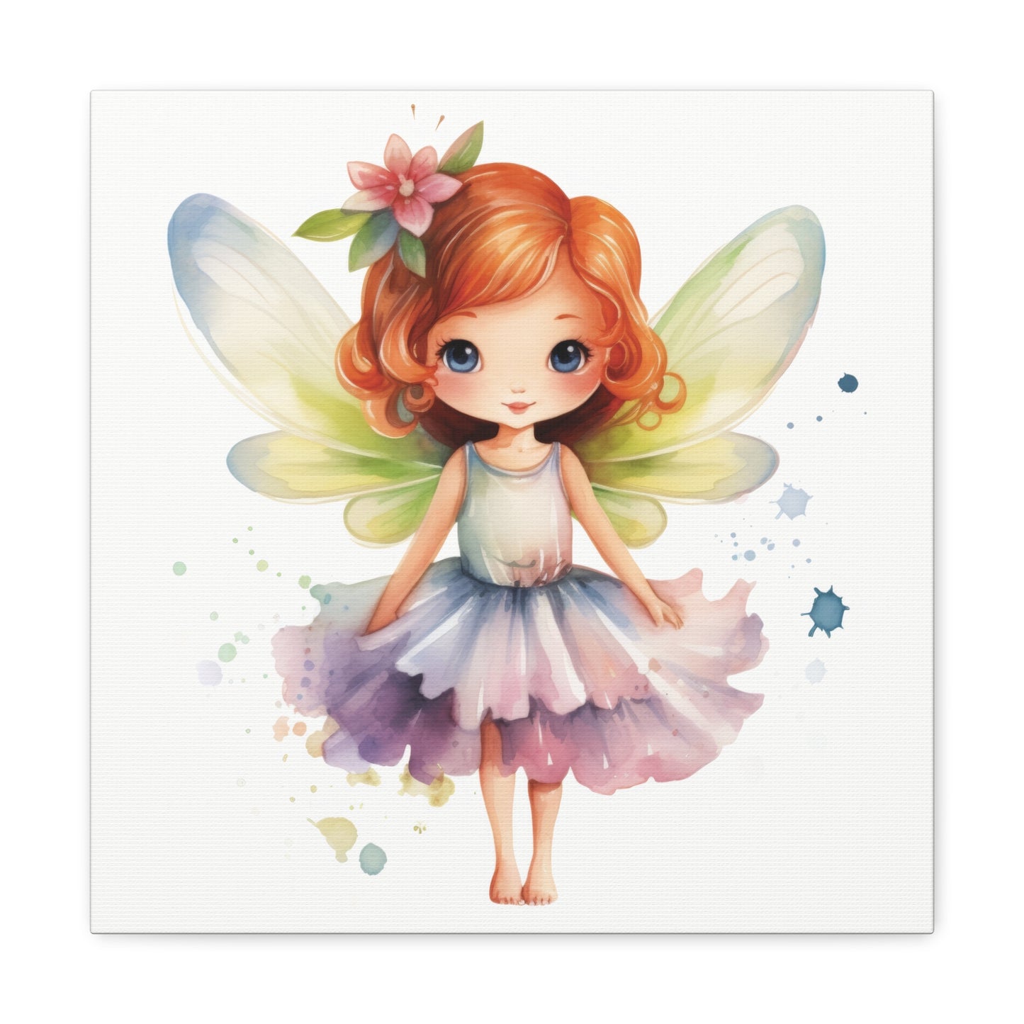 Watercolor Portrait of an Irish Red-Haired Little Girl as a Fairy Ballerina on Canvas Gallery - 5 Sizes